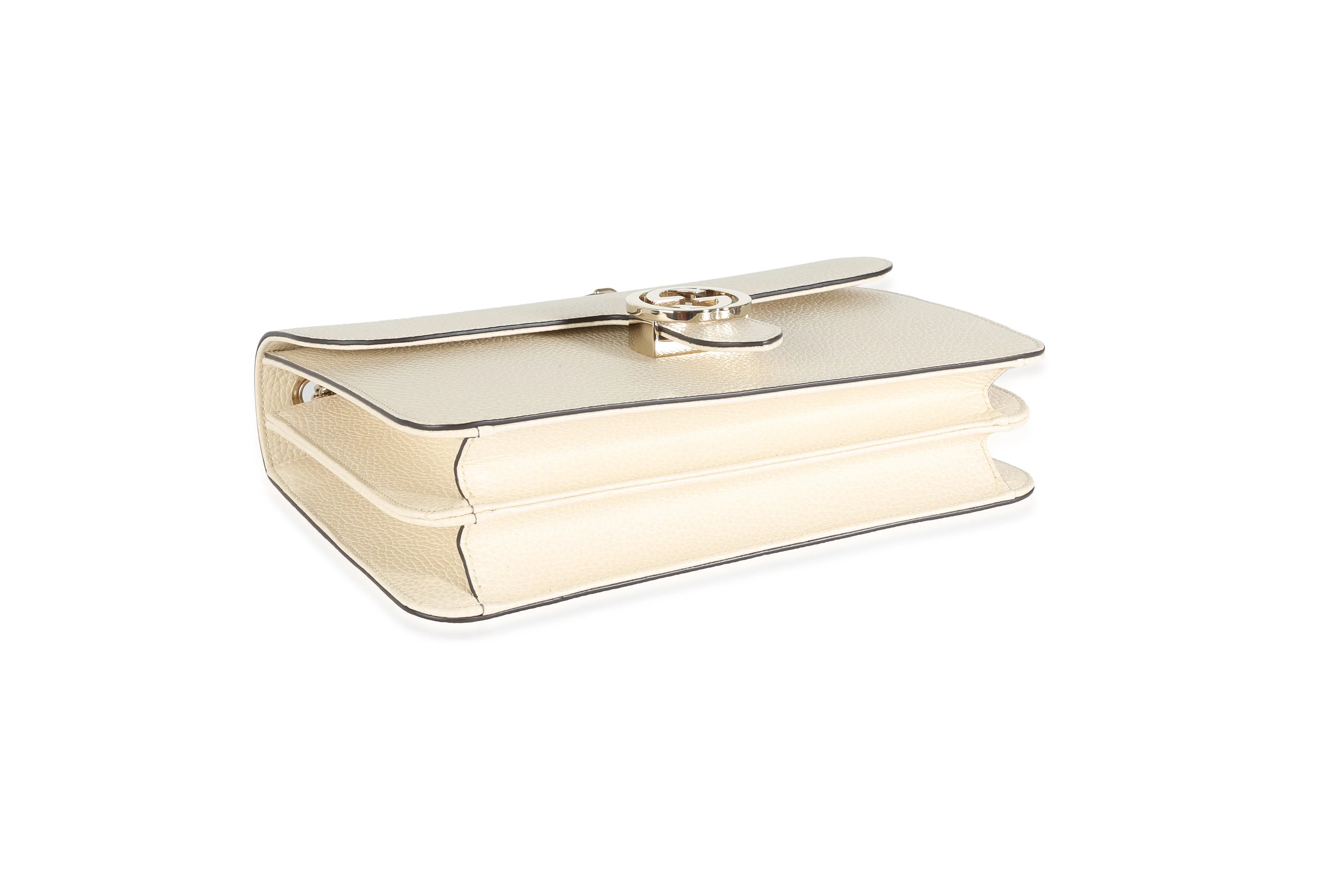 White Dollar Calfskin Medium Interlocking G Flap Bag - Image 6