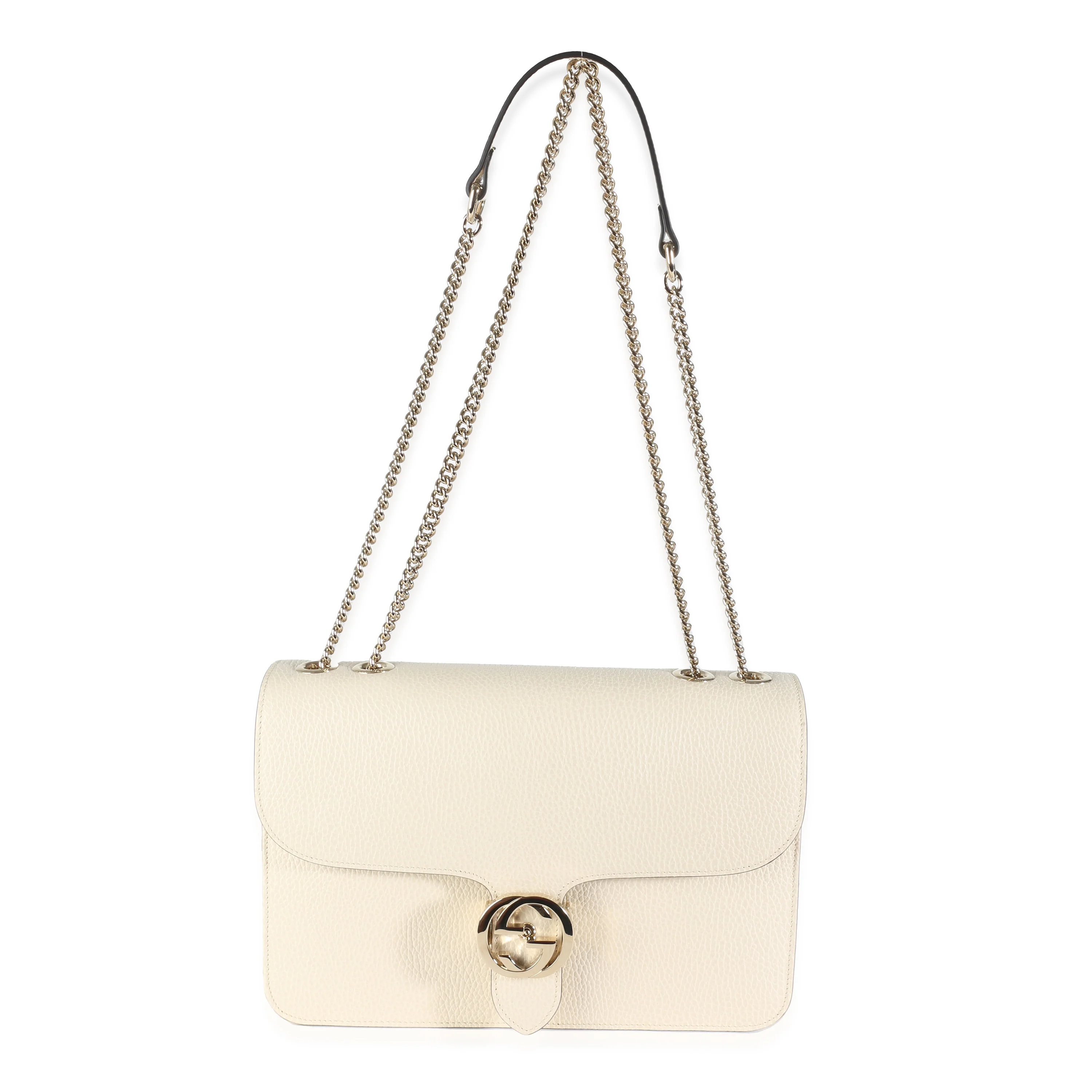 White Dollar Calfskin Medium Interlocking G Flap Bag - Image 8