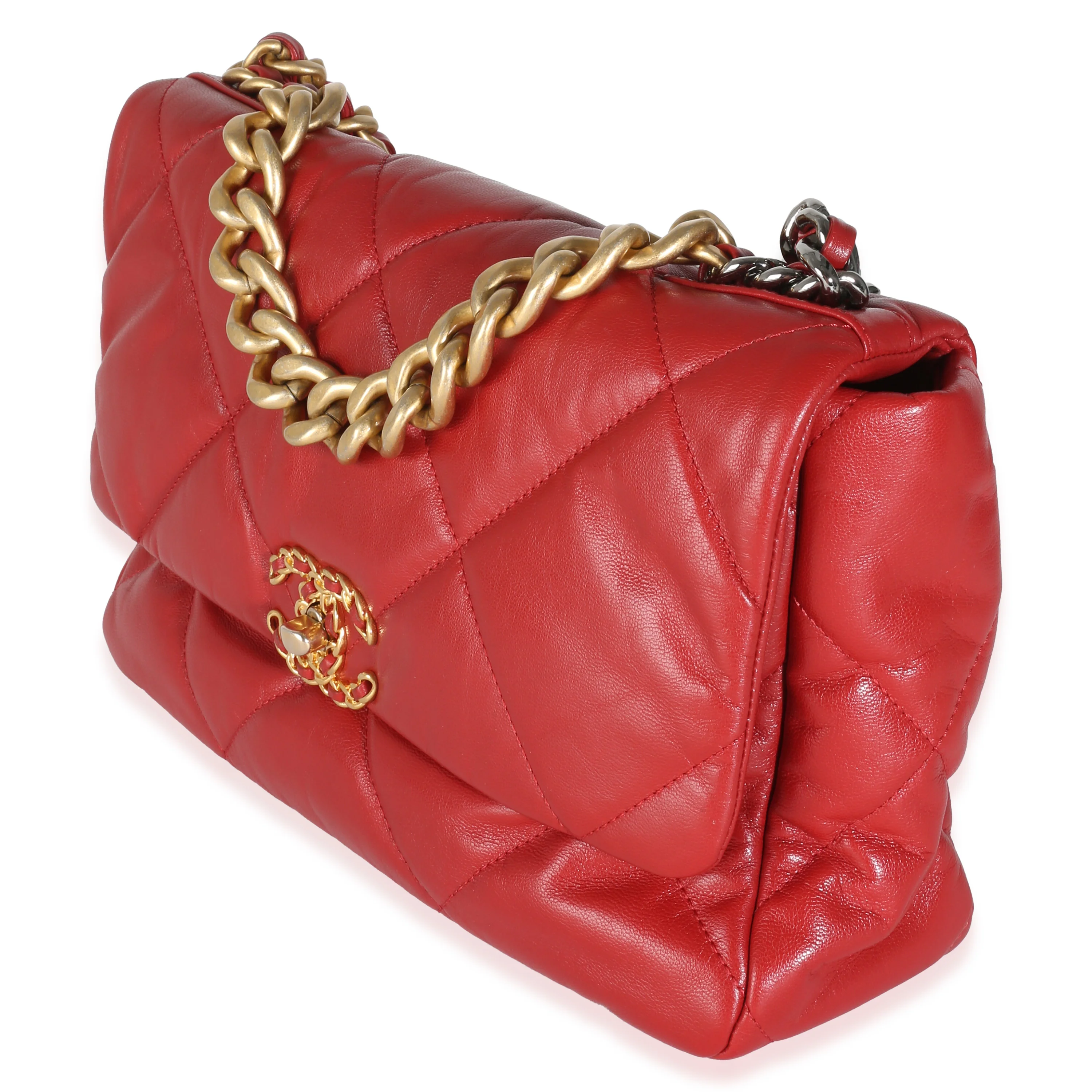Red Quilted Goatskin Medium Chanel 19 Flap Bag - Image 2