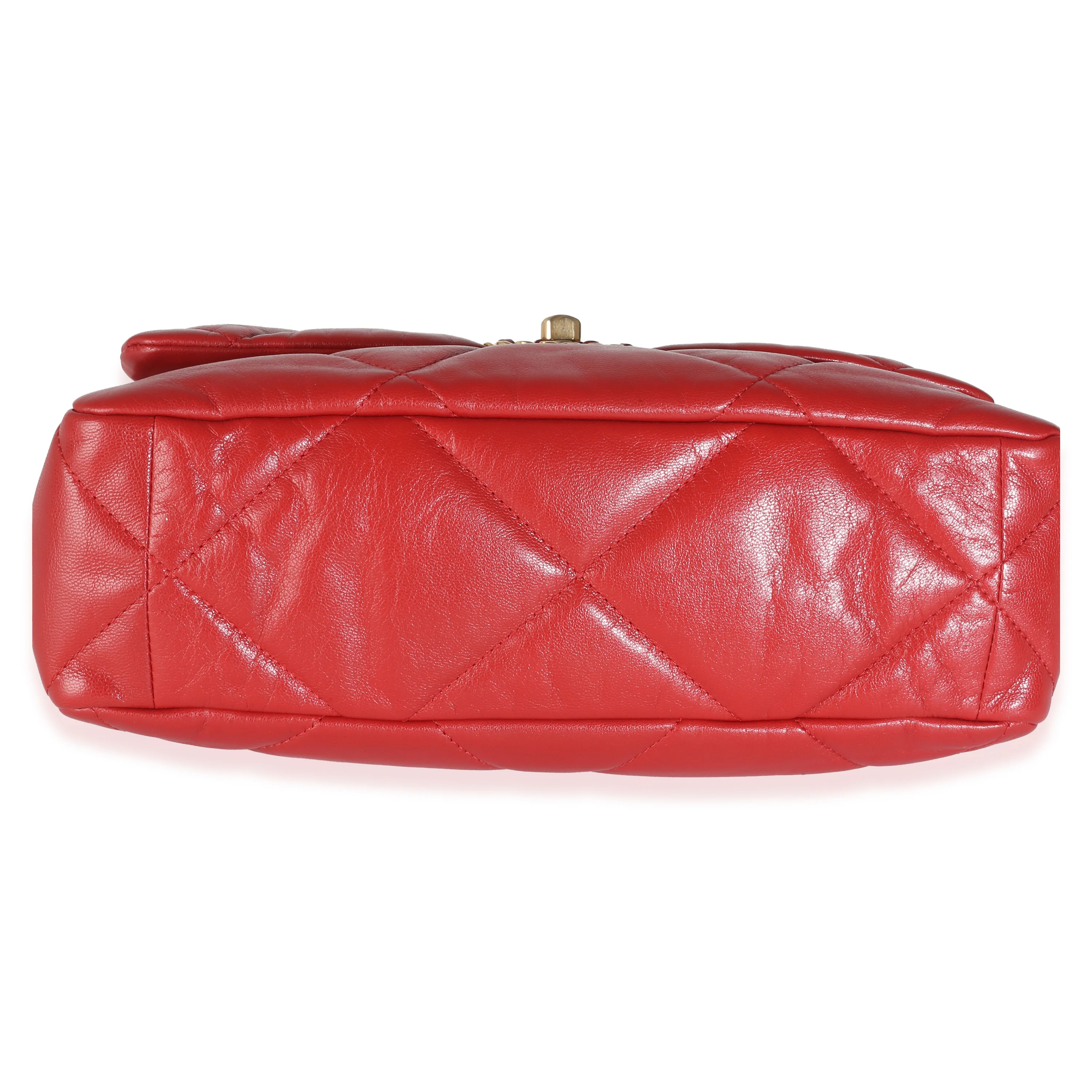 Red Quilted Goatskin Medium Chanel 19 Flap Bag - Image 5