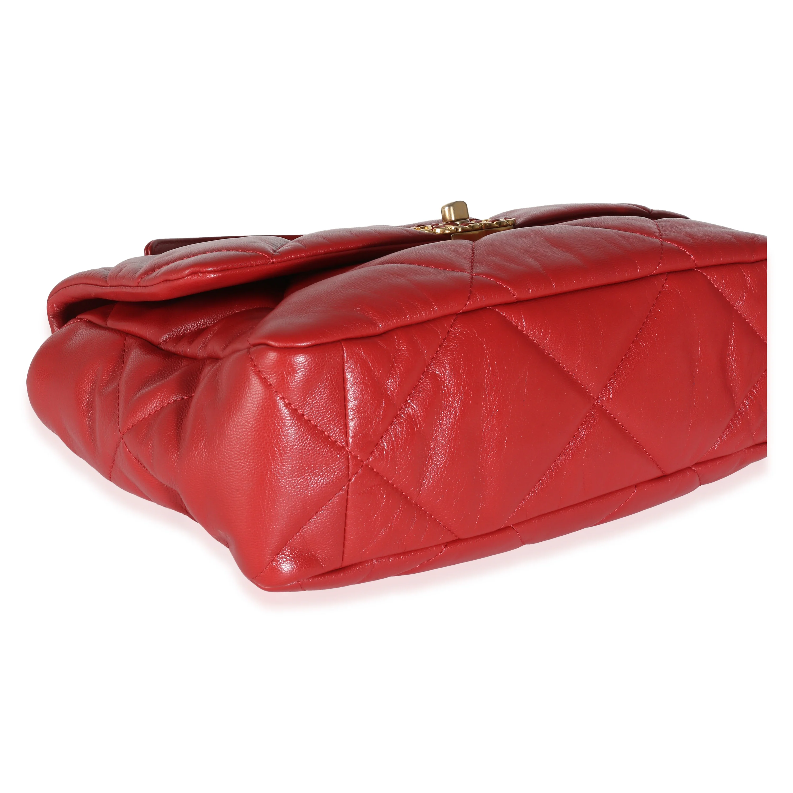 Red Quilted Goatskin Medium Chanel 19 Flap Bag - Image 6
