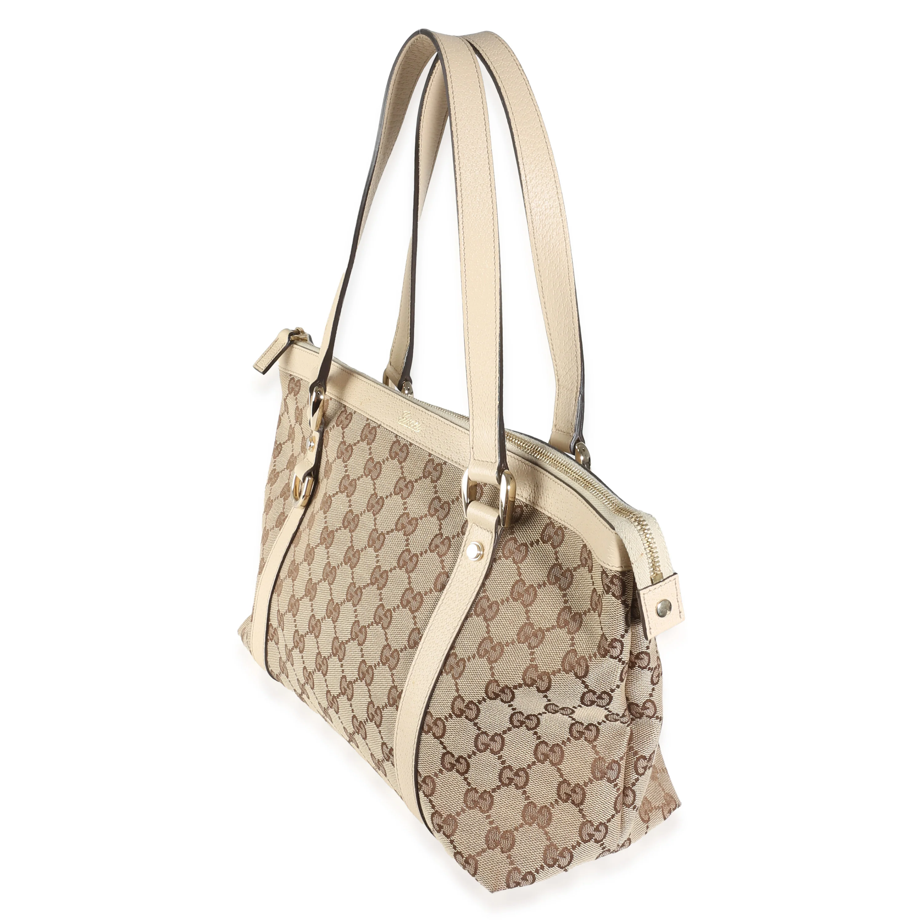 White Beige GG Canvas Abbey Tote - Image 2