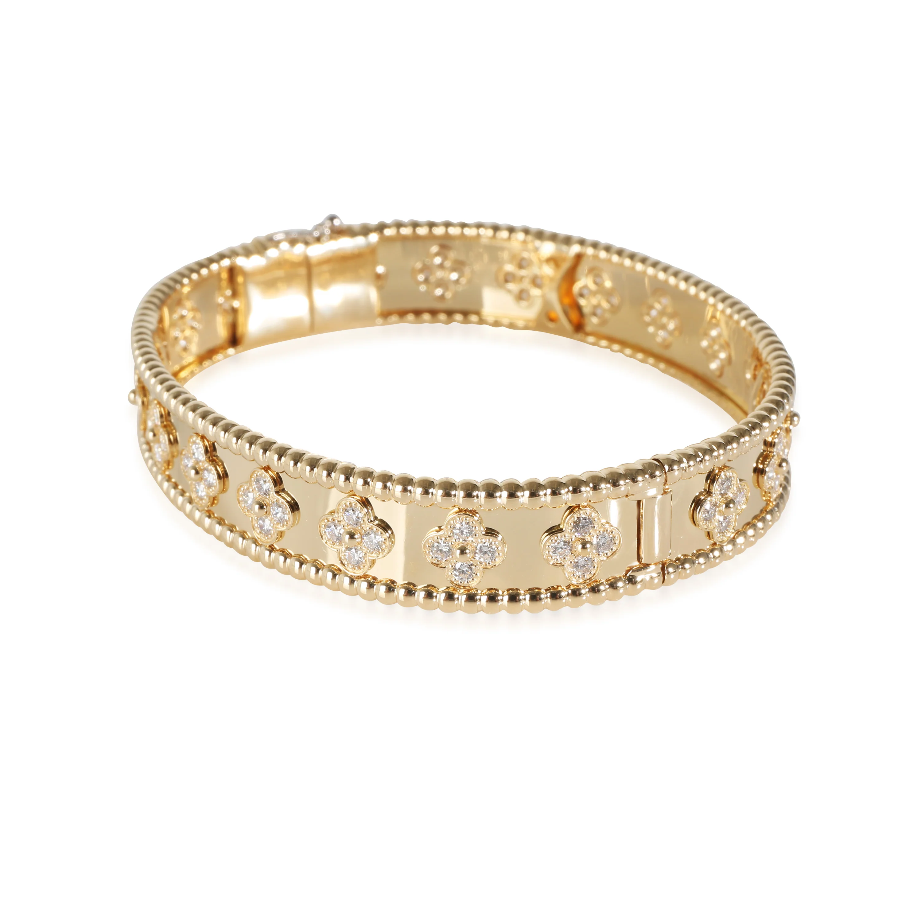 Perlee Clovers Bracelet in 18K Yellow Gold 1.78 Ctw - Image 2