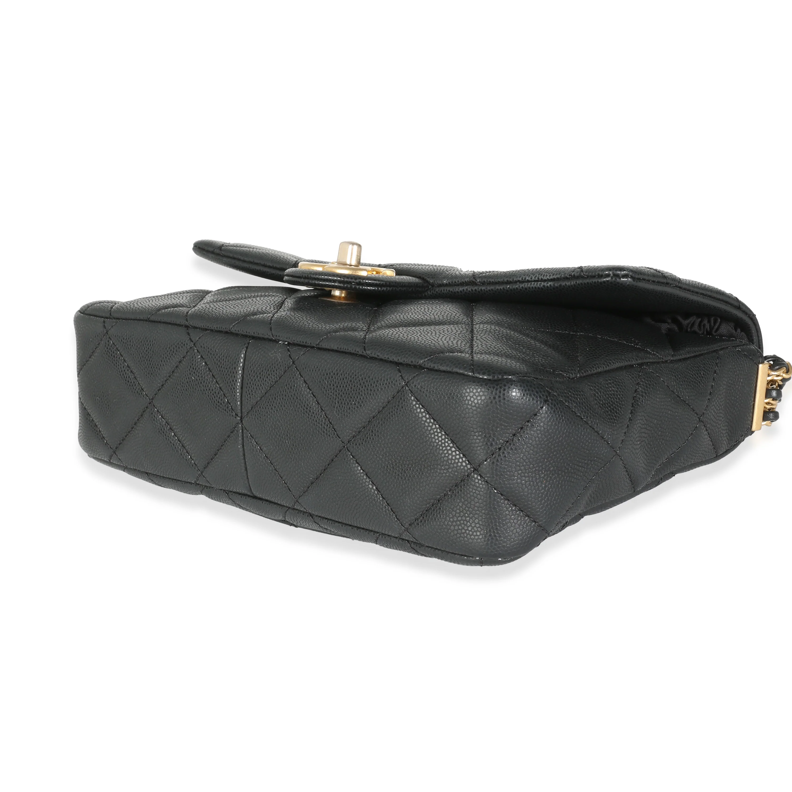 Black Quilted Caviar Multi Chain Messenger Flap Bag - Image 7
