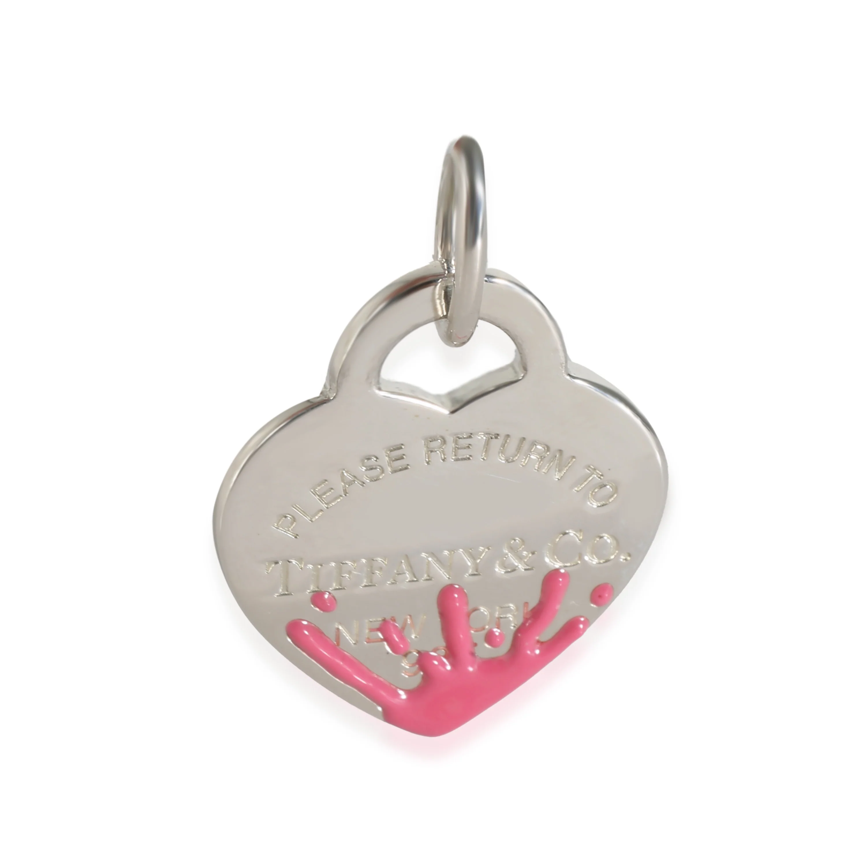 Return To Tiffany Heart Charm With Pink Enamel Splash in Sterling