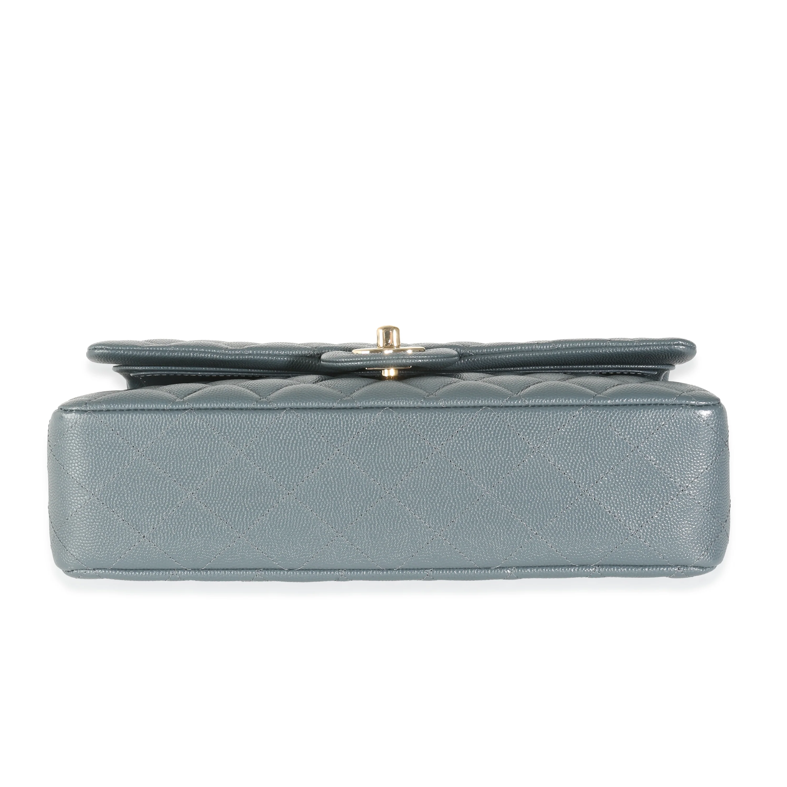 18B Grey Quilted Caviar Medium Classic Double Flap Handbag - Image 3
