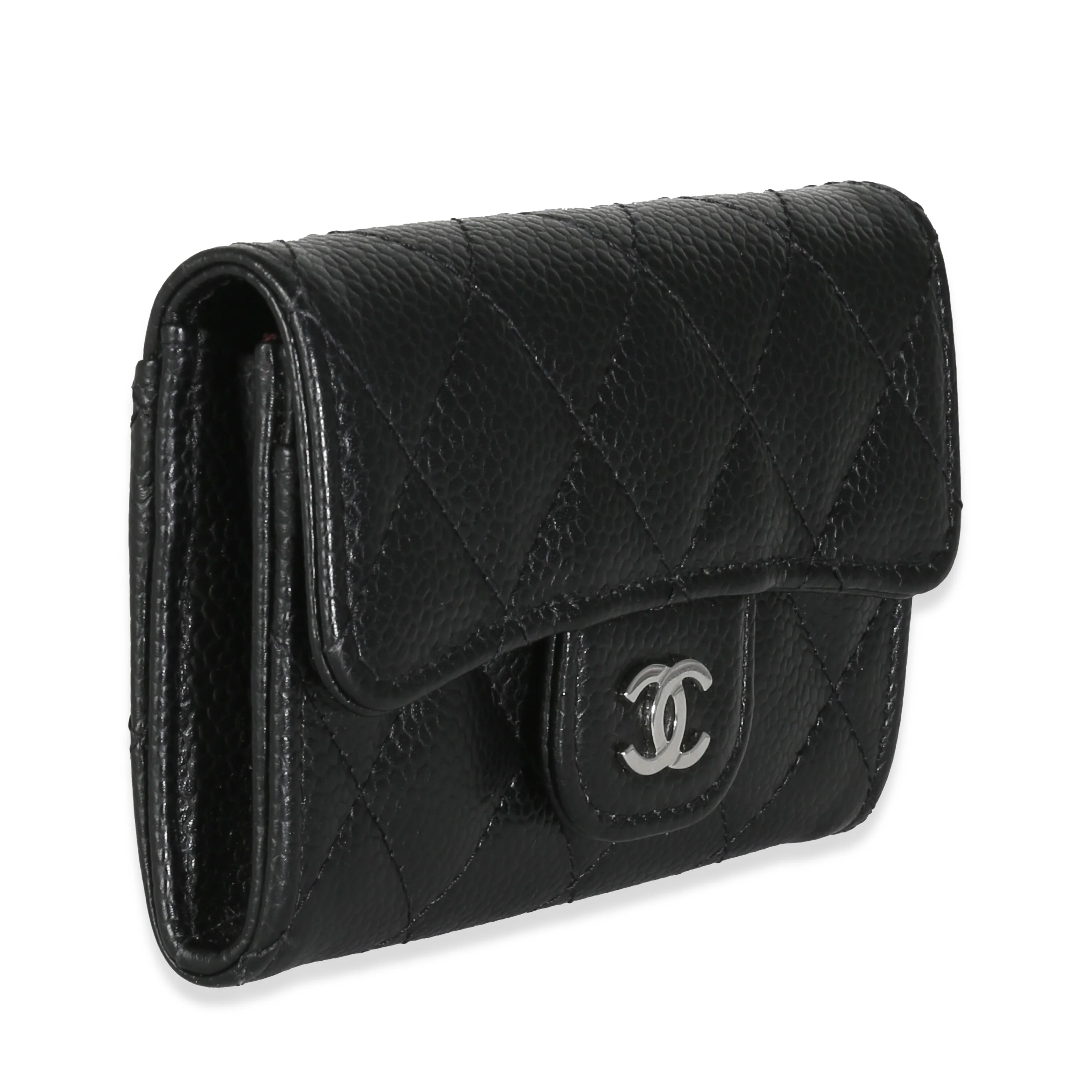 Black Quilted Caviar Flap Card Holder - Image 3