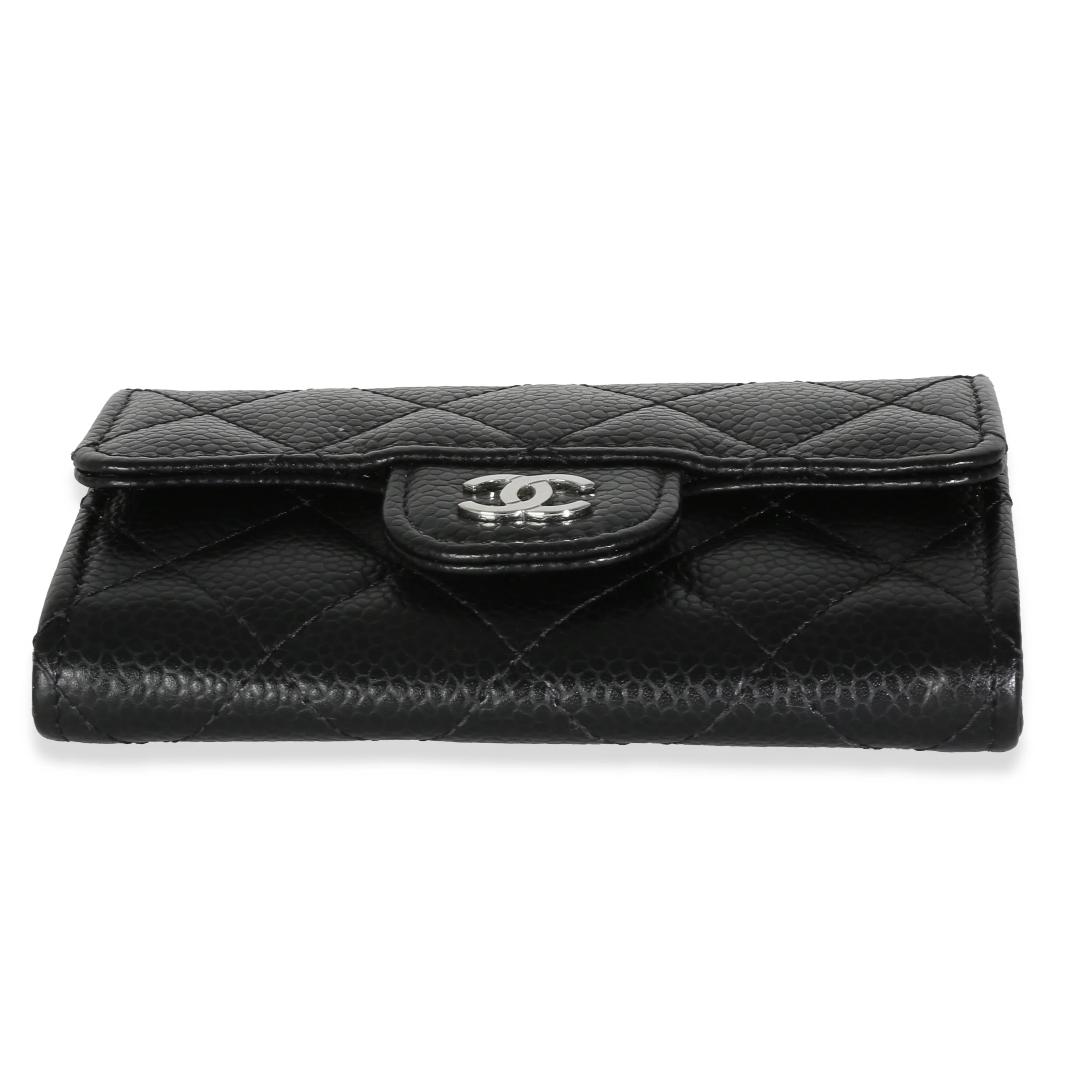Black Quilted Caviar Flap Card Holder - Image 5