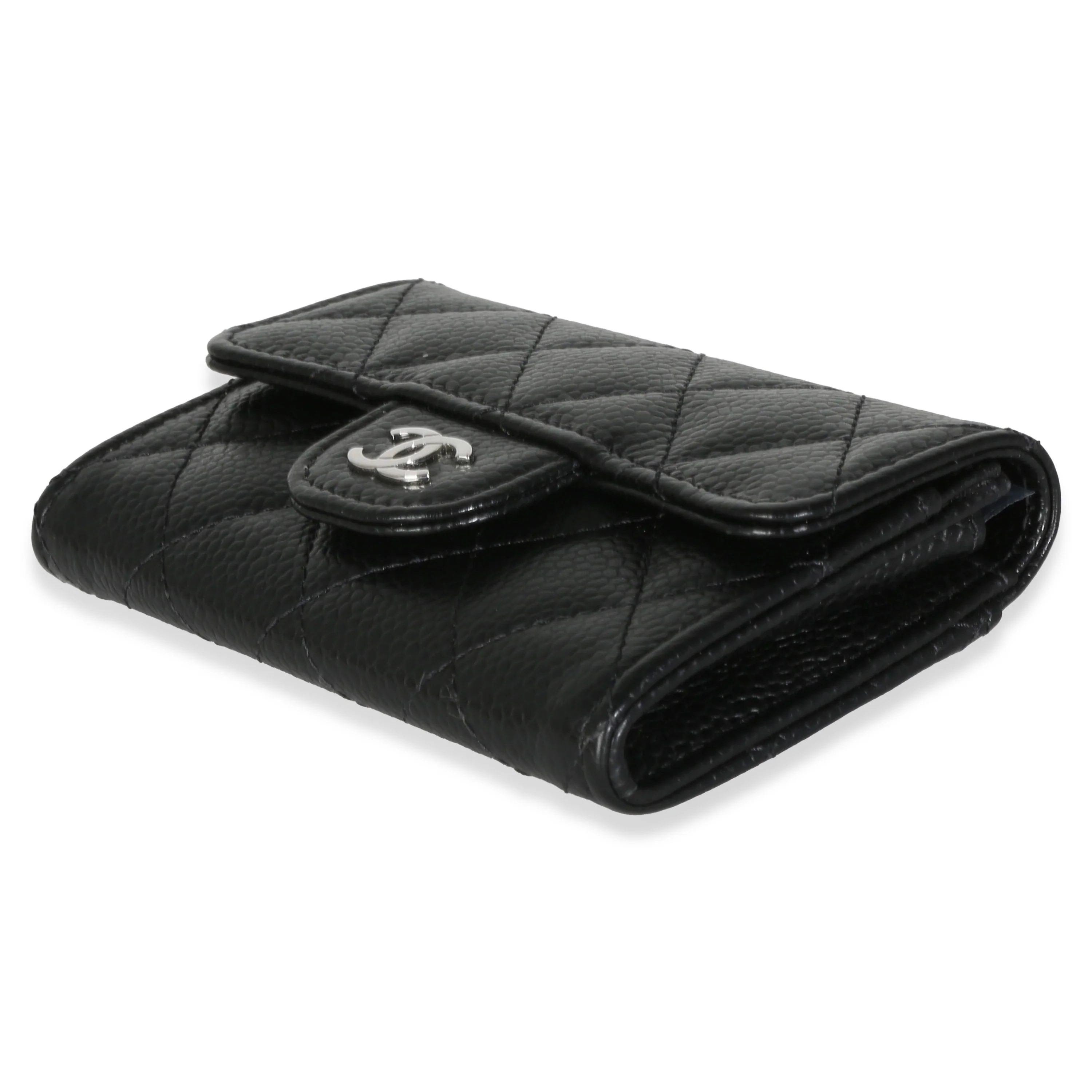 Black Quilted Caviar Flap Card Holder - Image 7
