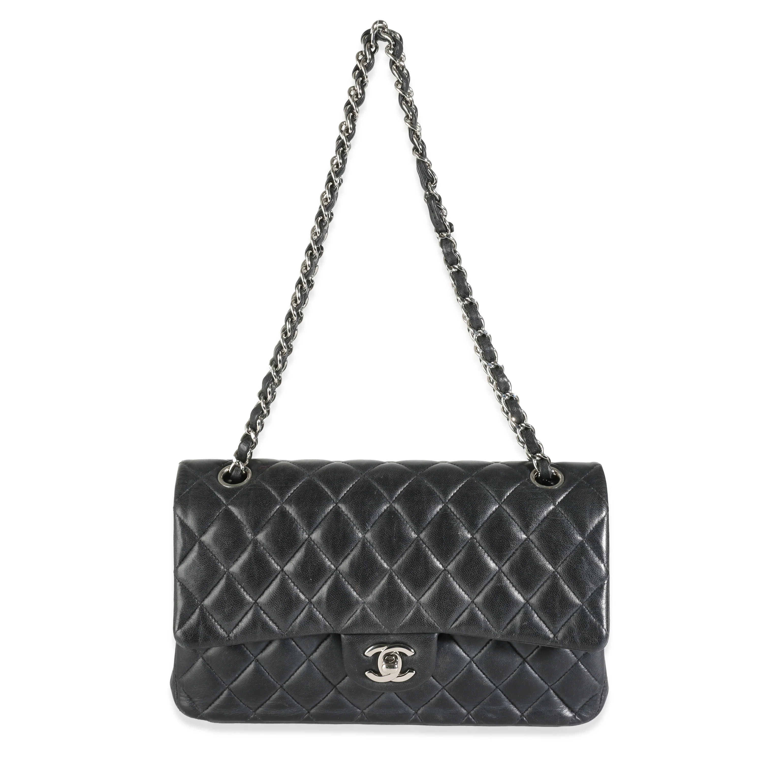 Black Quilted Lambskin Medium Classic Double Flap Bag - Image 8