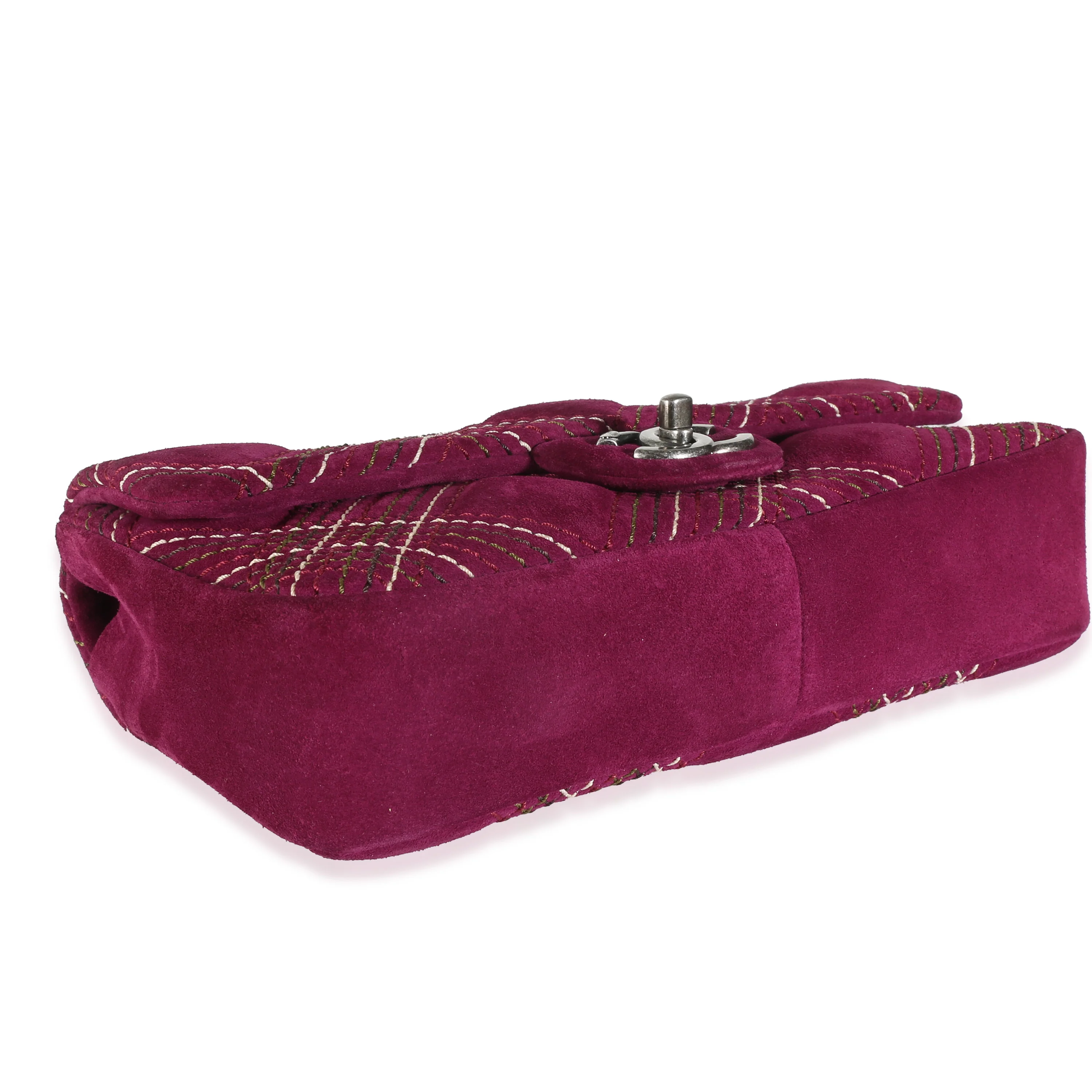 Purple Suede Paris Edinburgh Medium Saltire Flap Bag - Image 6