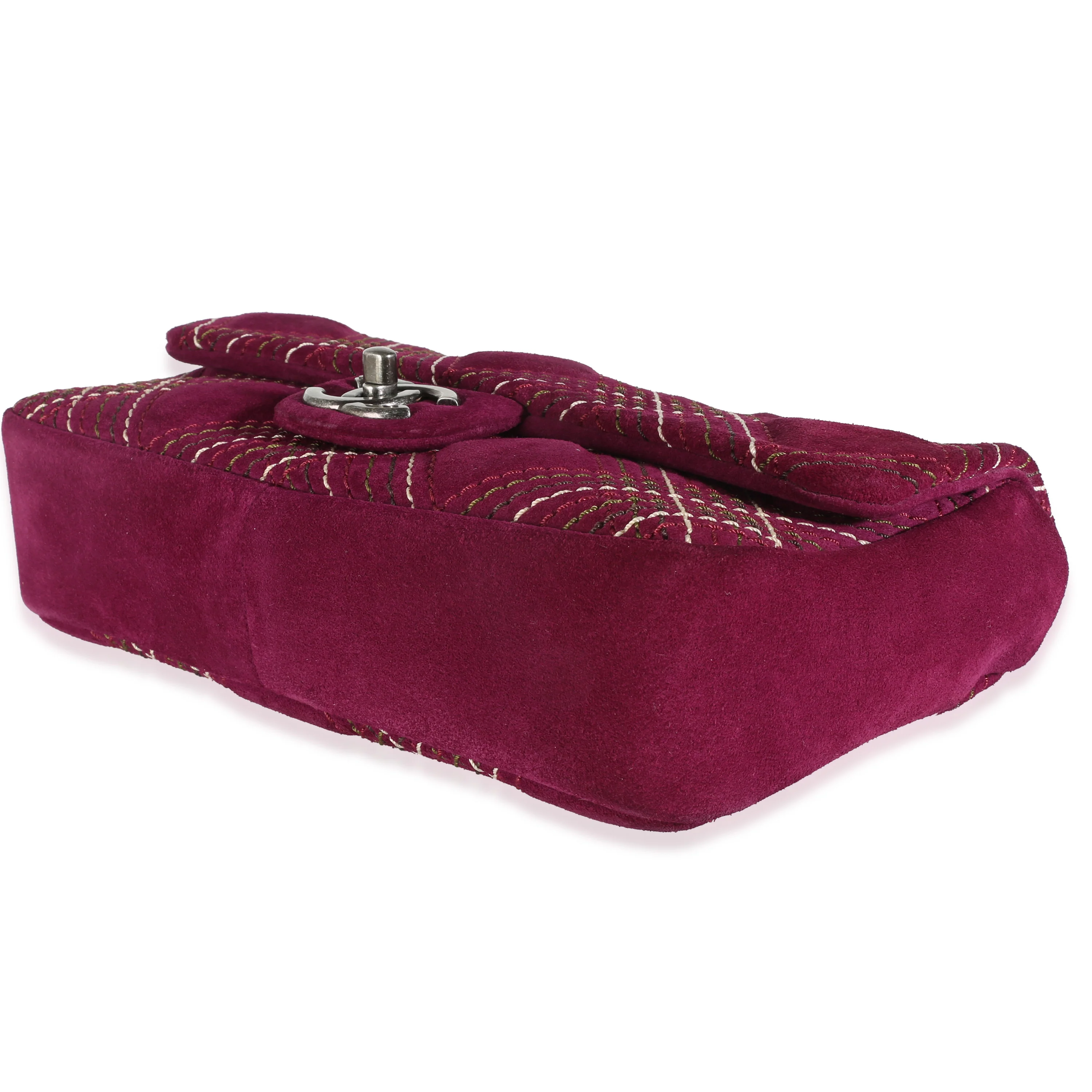 Purple Suede Paris Edinburgh Medium Saltire Flap Bag - Image 7
