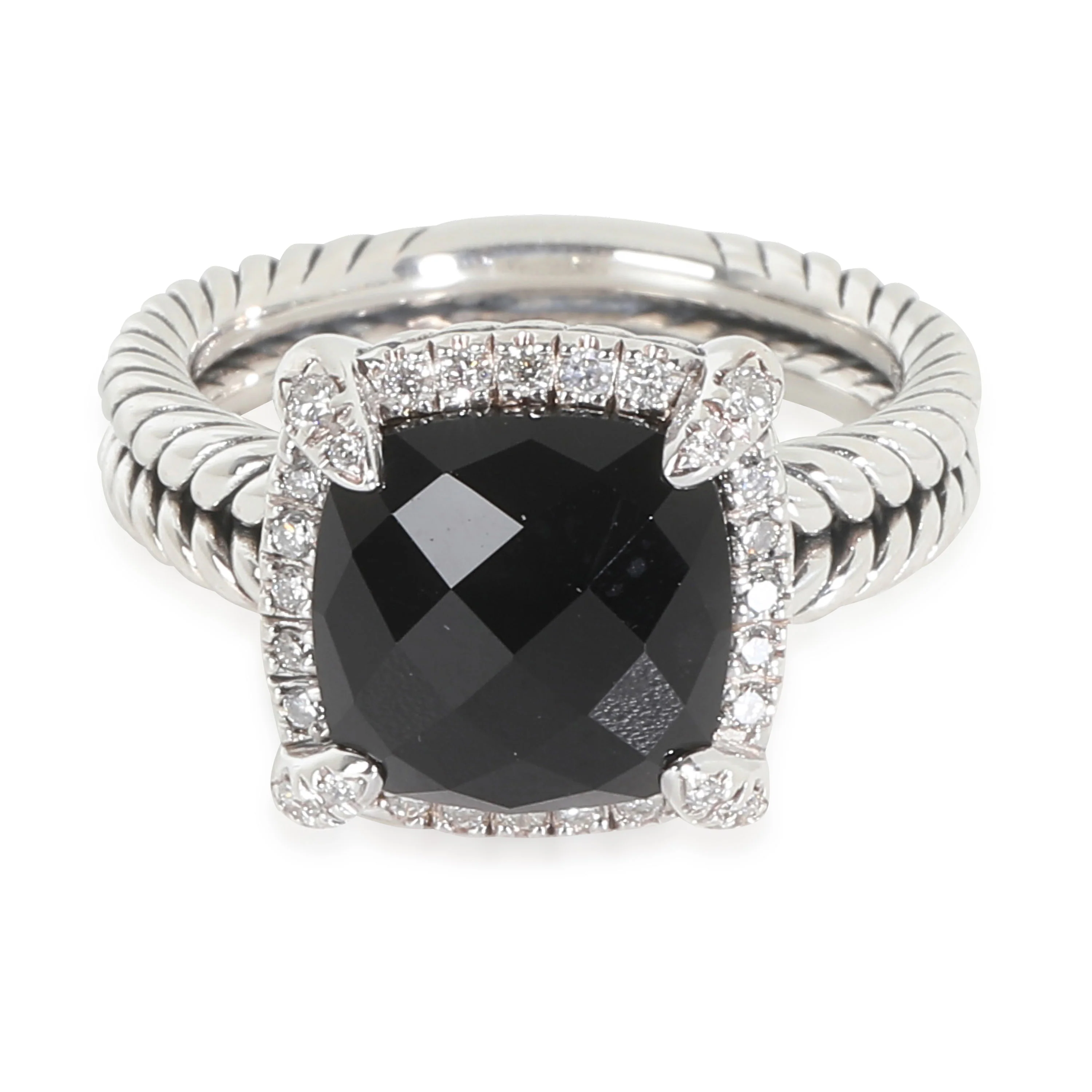 Chatelaine Onyx Ring in Sterling Silver 0.14 CTW