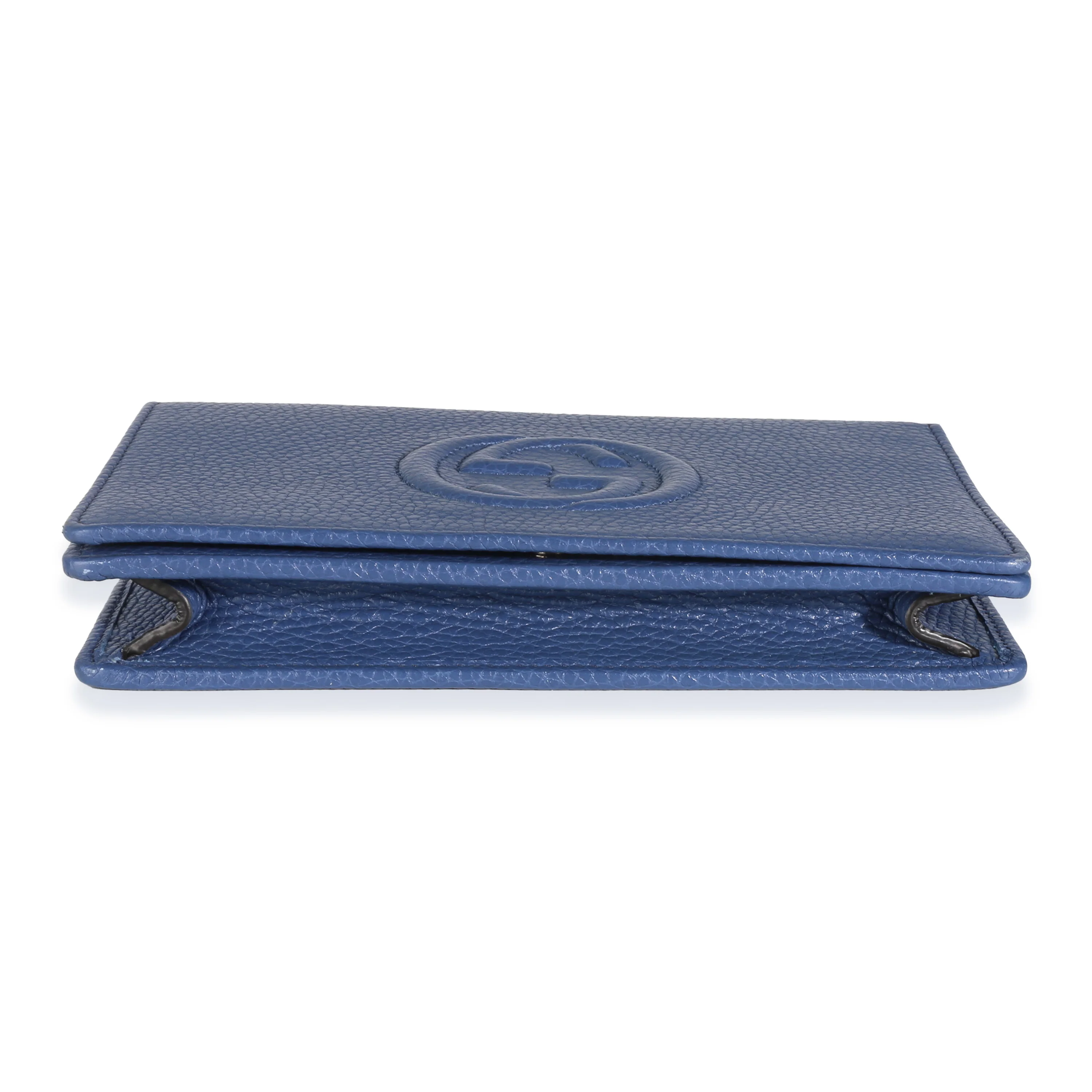 Blue Dollar Calfskin Interlocking G Chain Wallet - Image 5