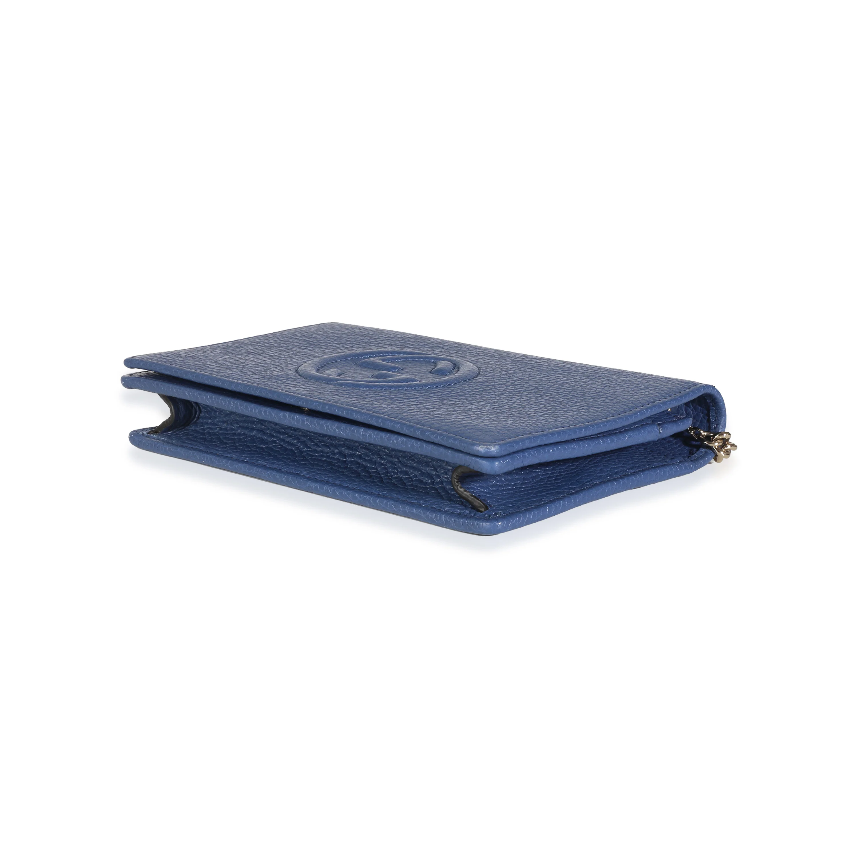 Blue Dollar Calfskin Interlocking G Chain Wallet - Image 7