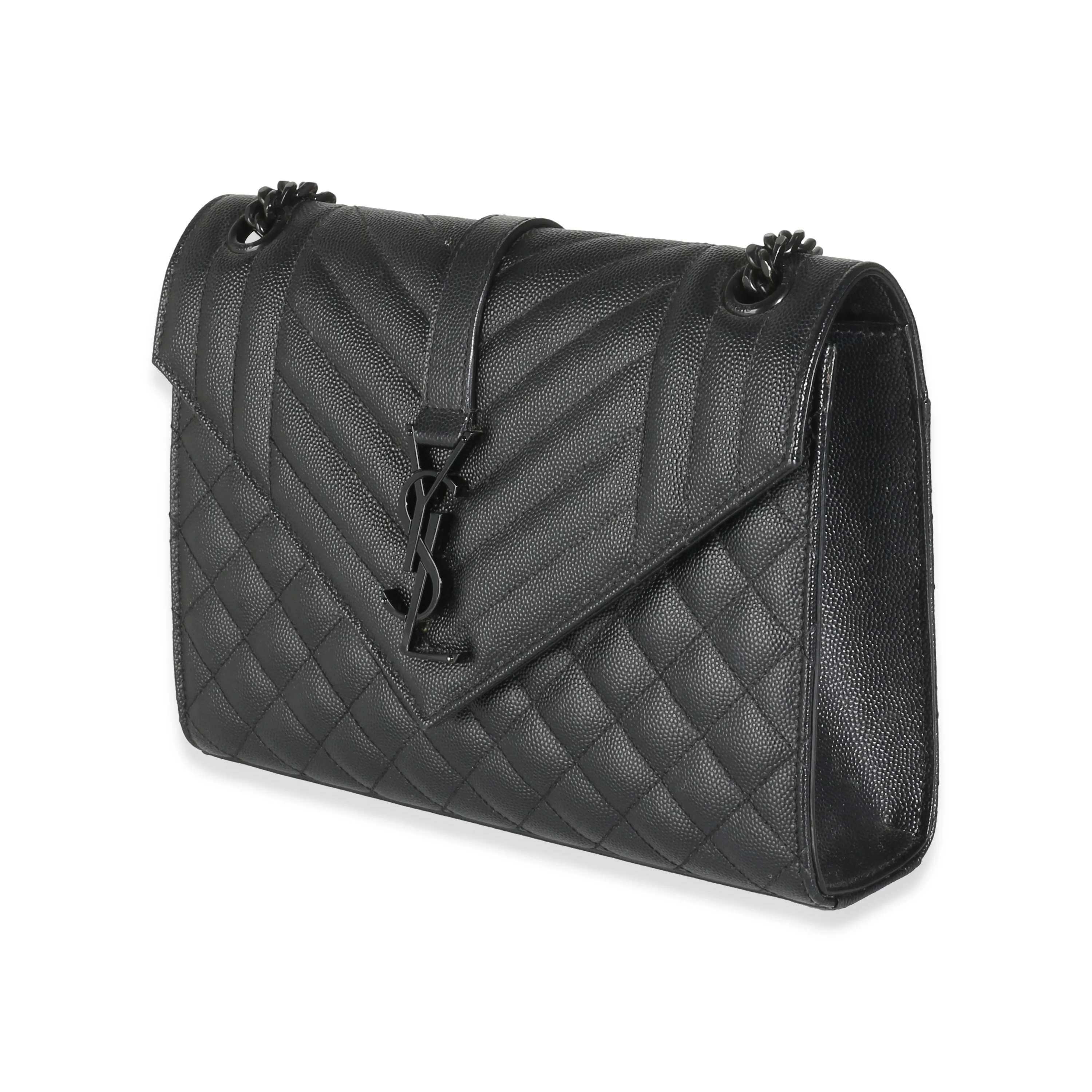 Black Grain De Poudre Mixed Matelasse Triquilt Medium Envelope Bag - Image 2