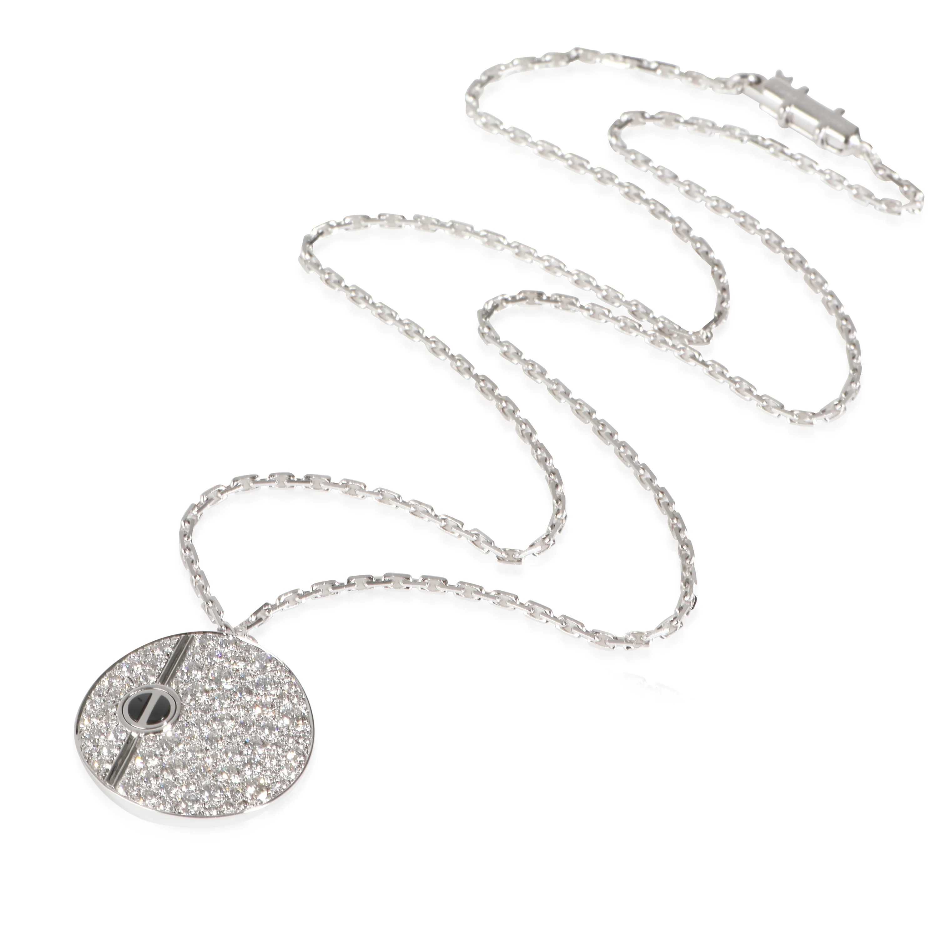 Diamond & Black Ceramic Love Pendant (White Gold) - Image 2