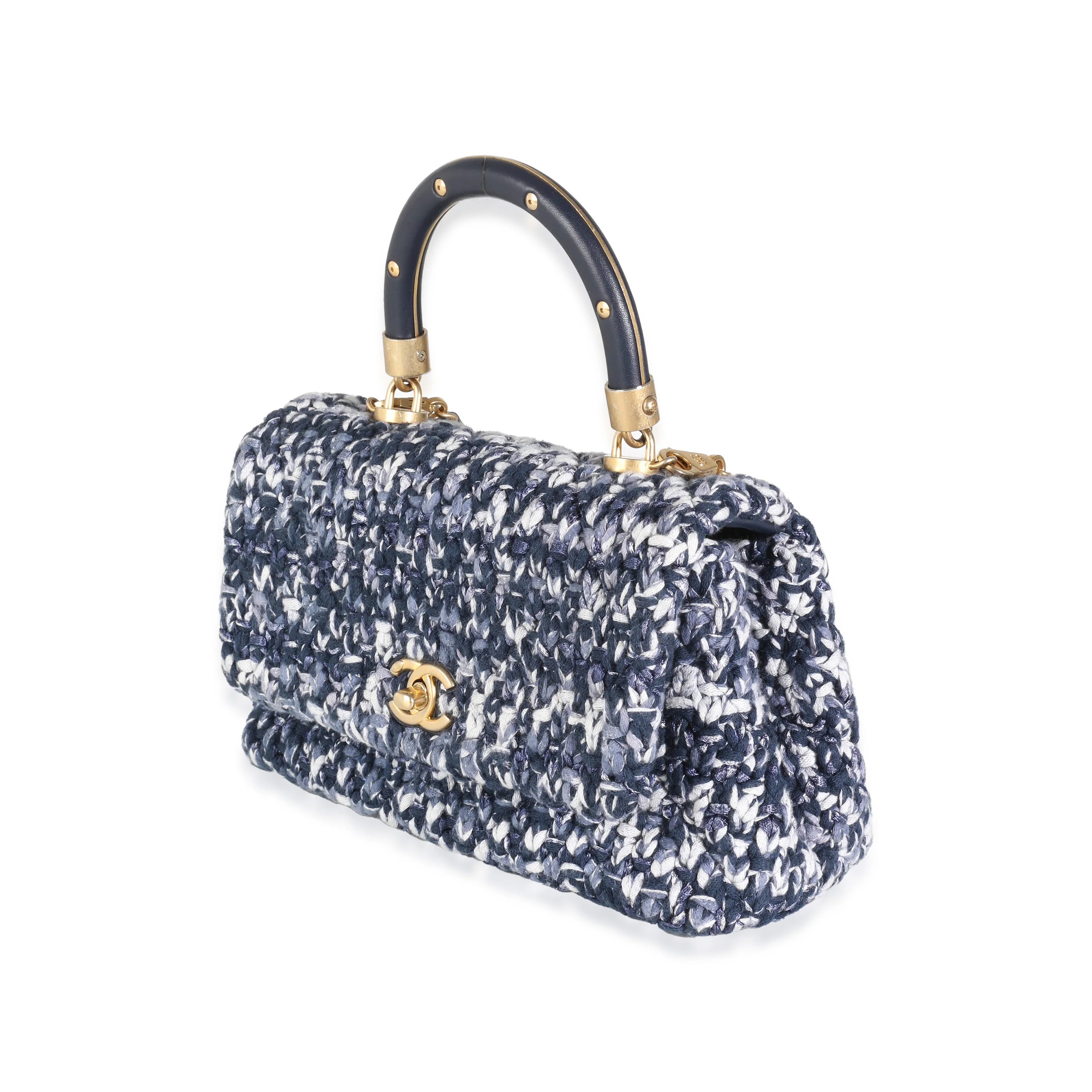Blue Crochet Mini Coco Top Handle Flap Bag - Image 2