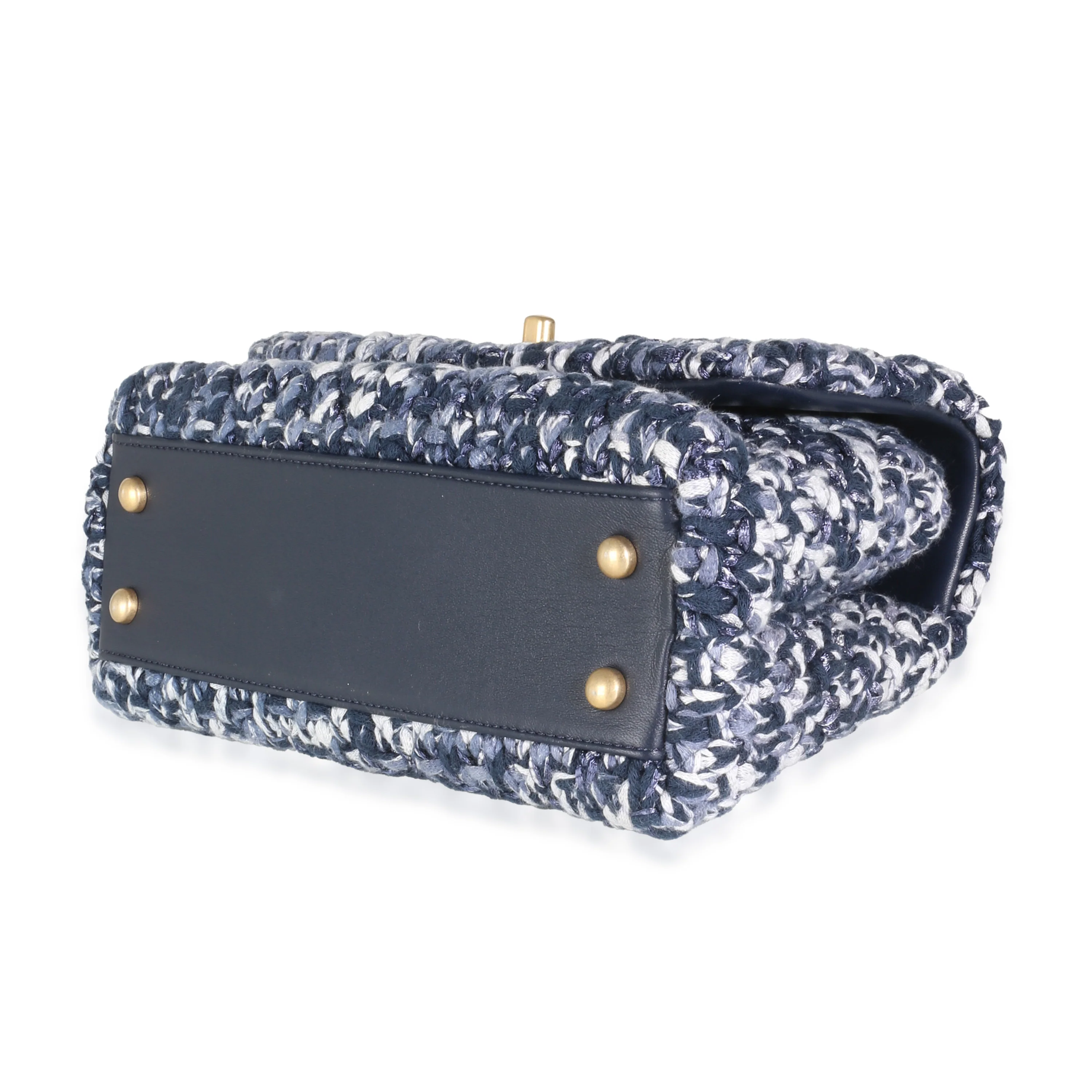 Blue Crochet Mini Coco Top Handle Flap Bag - Image 6