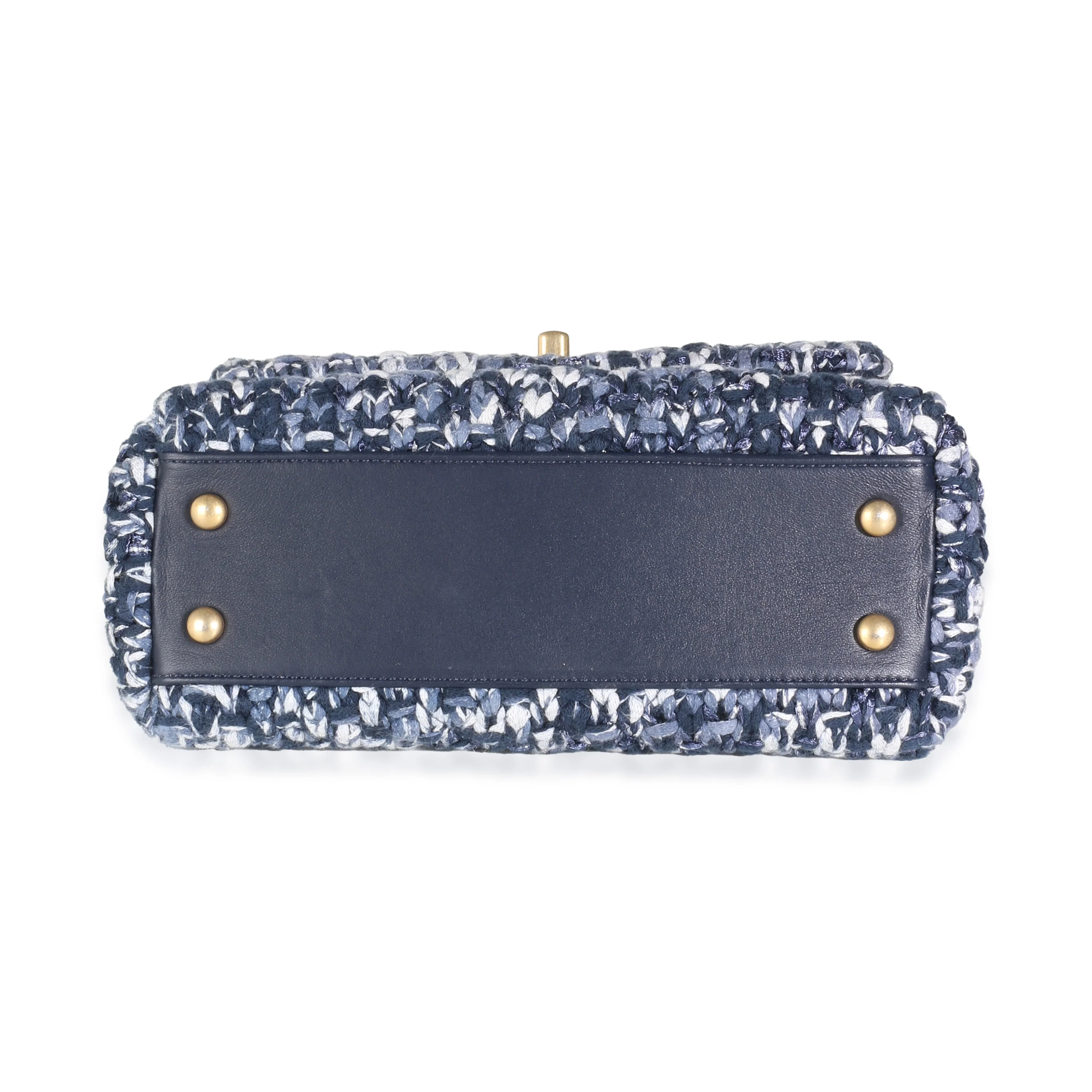 Blue Crochet Mini Coco Top Handle Flap Bag - Image 7