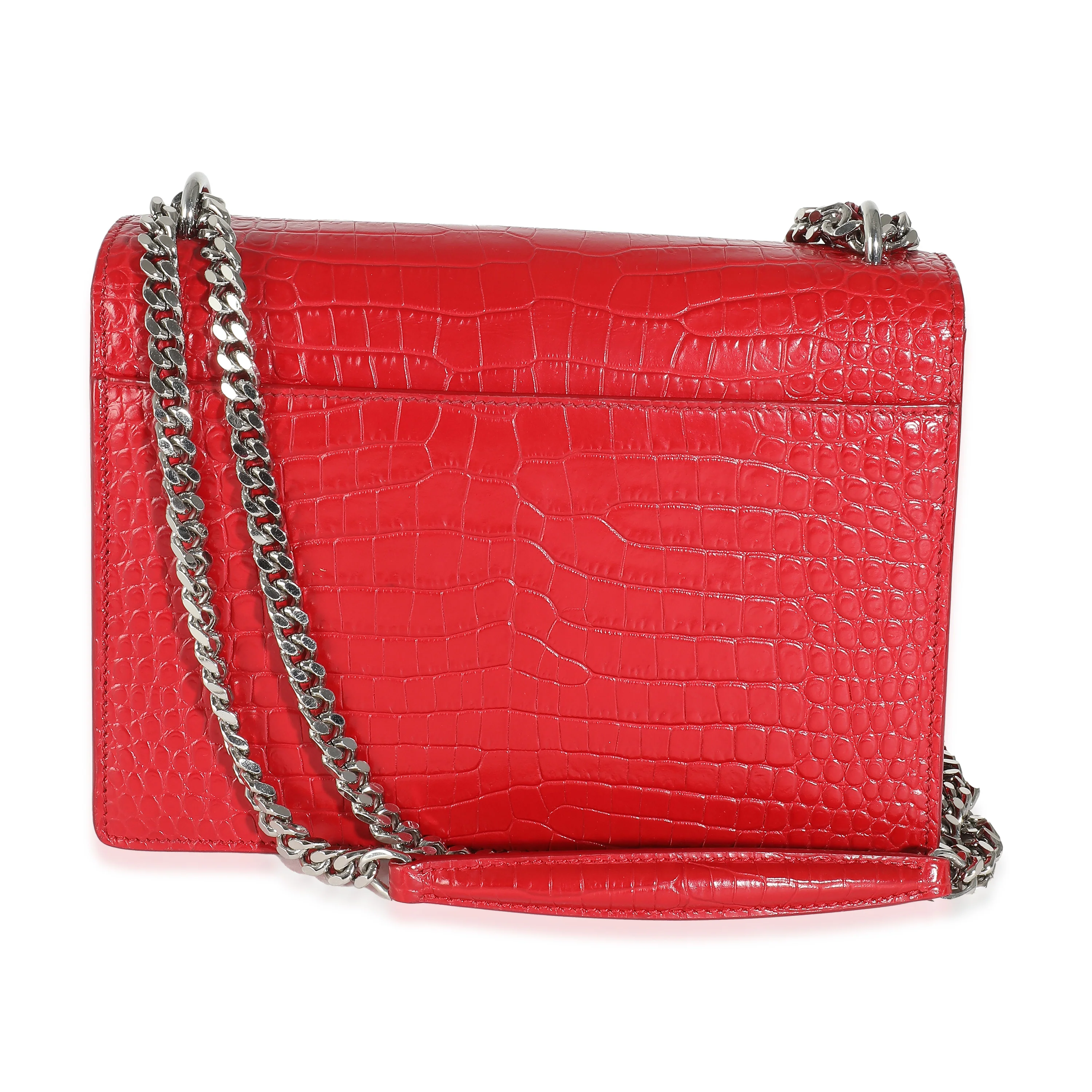 Rouge Eros Crocodile Embossed Calfskin Medium Sunset Bag - Image 4
