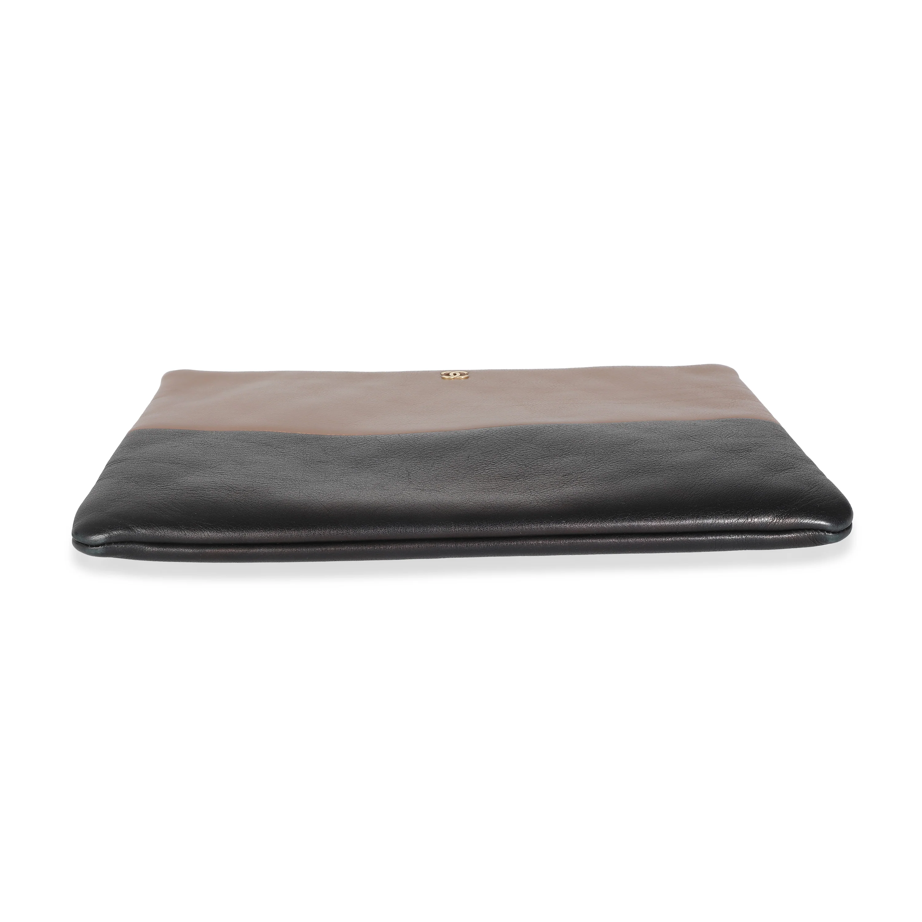 Black Beige Calfskin CC Medium O Zip Case - Image 5