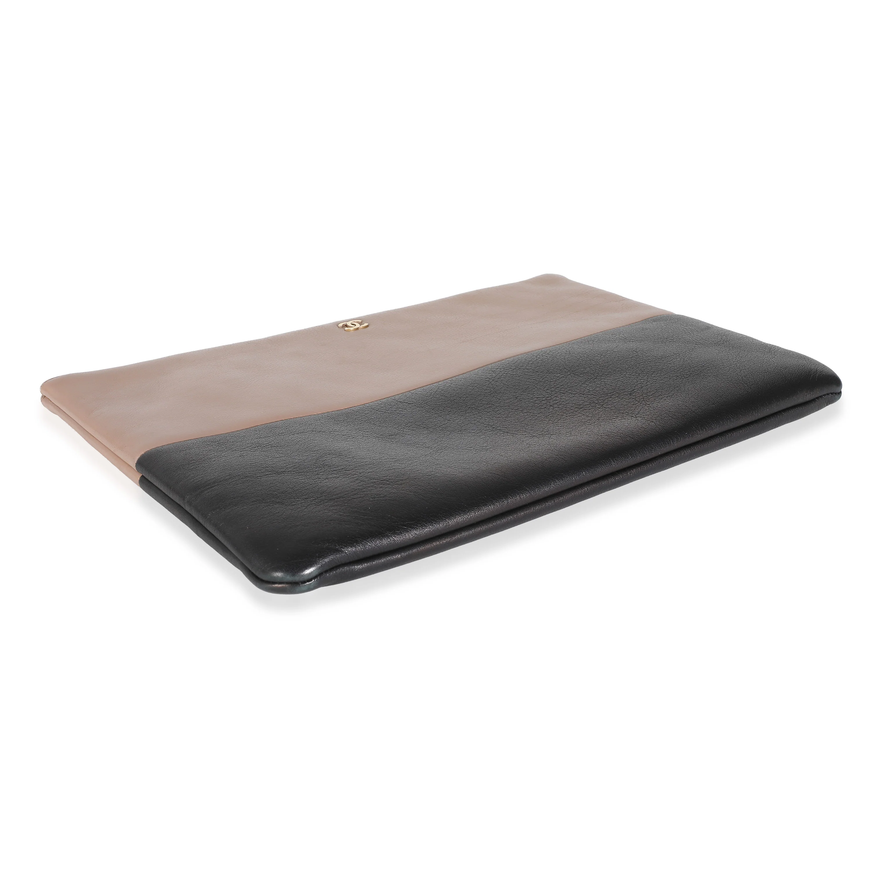 Black Beige Calfskin CC Medium O Zip Case - Image 6