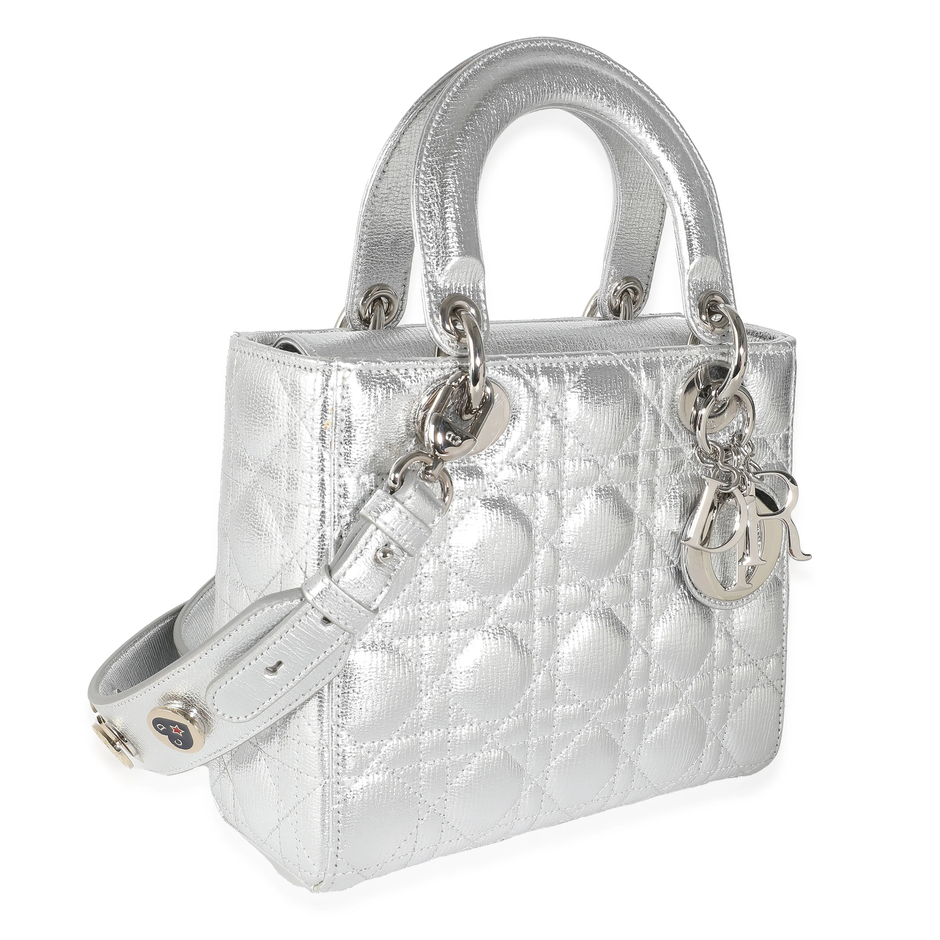 Silver Metallic Grained Calfskin Cannage My ABCDior Lady Dior - Image 3