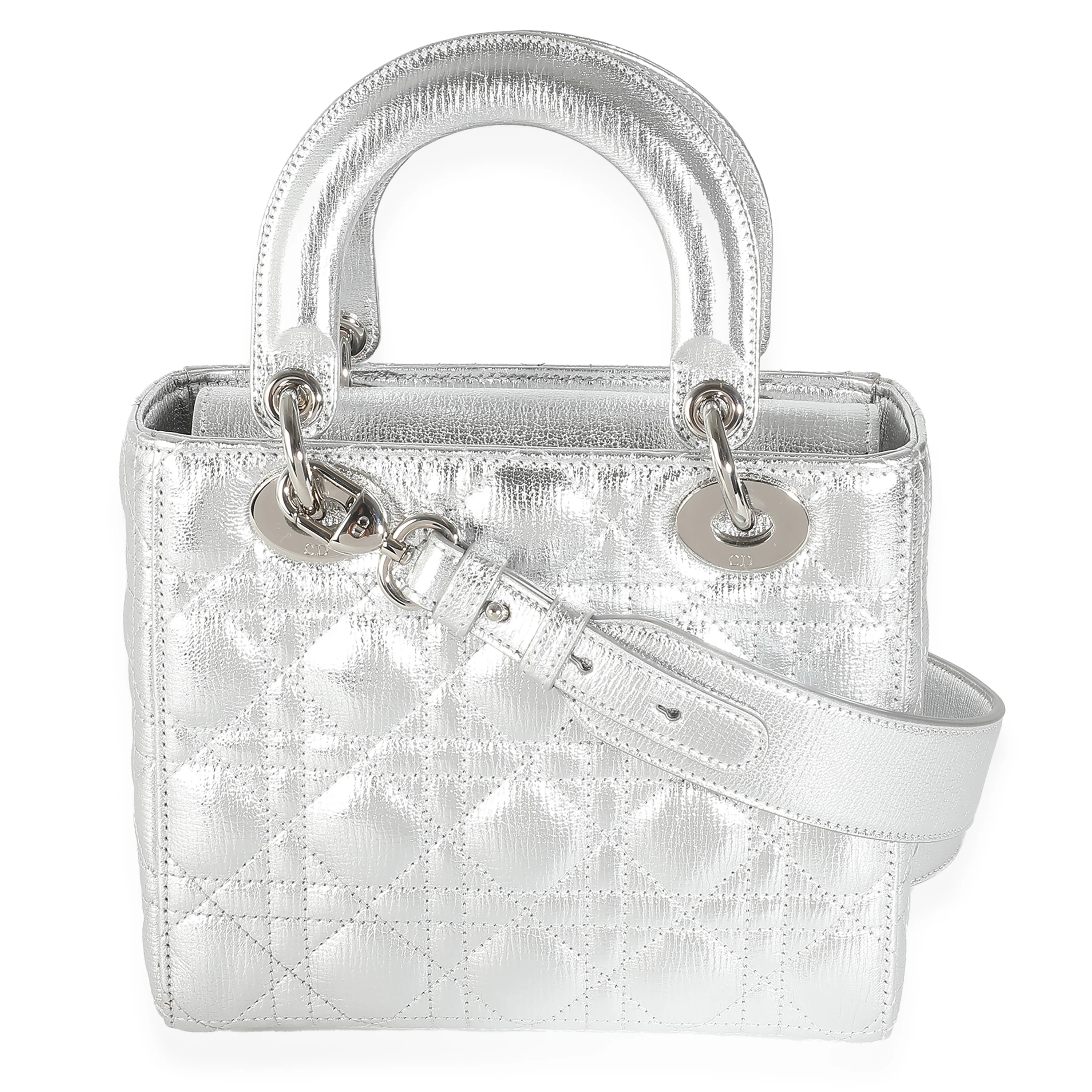 Silver Metallic Grained Calfskin Cannage My ABCDior Lady Dior - Image 4