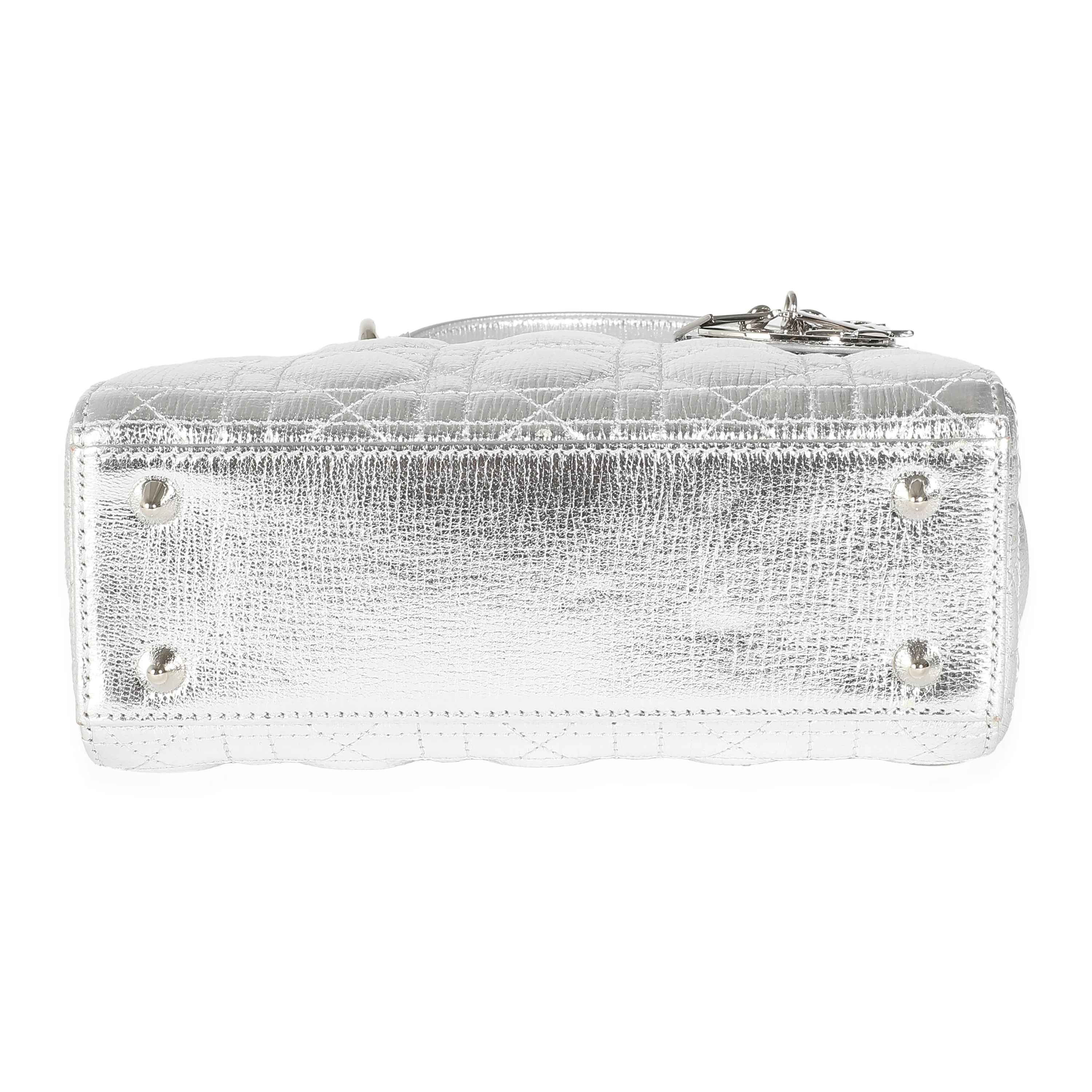 Silver Metallic Grained Calfskin Cannage My ABCDior Lady Dior - Image 5