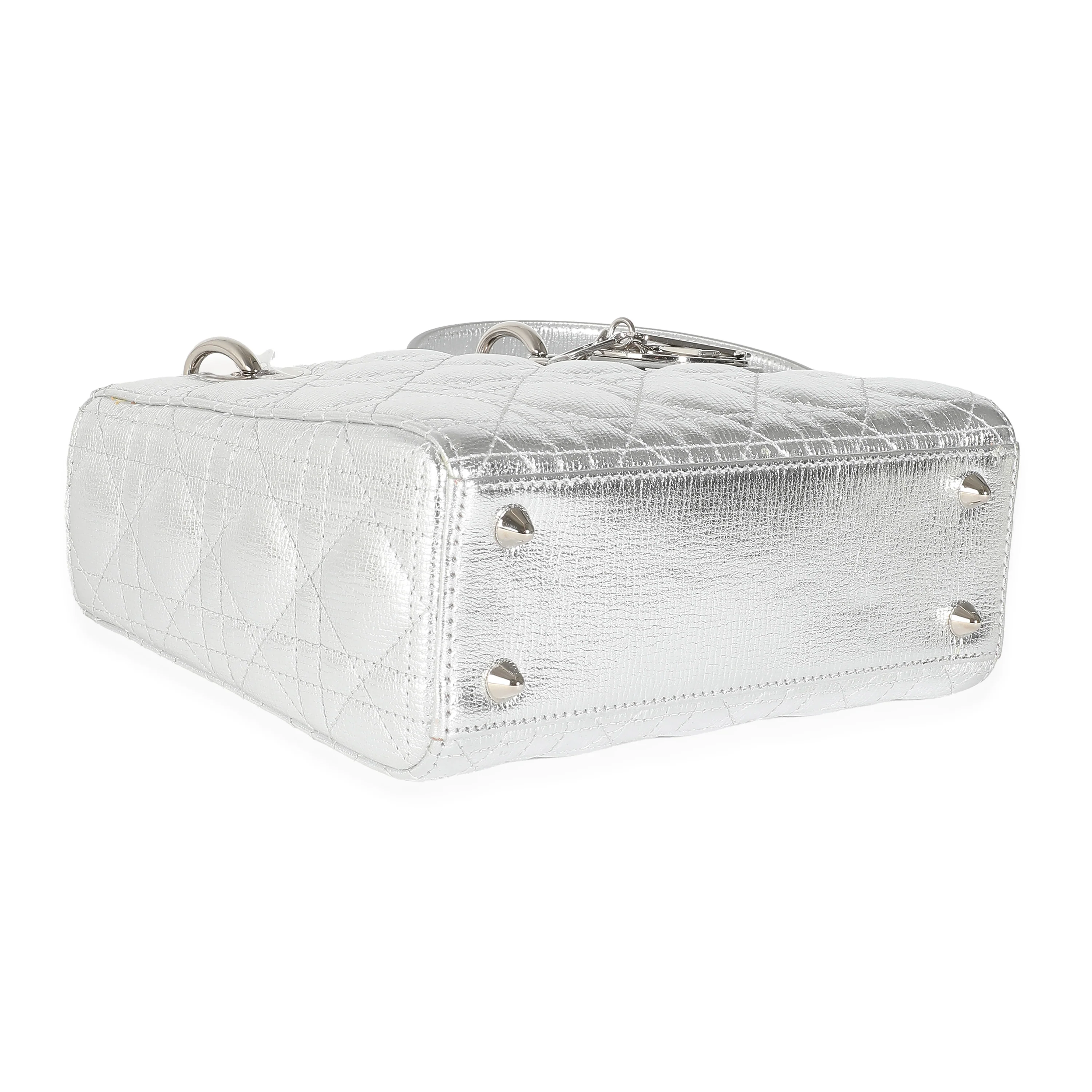 Silver Metallic Grained Calfskin Cannage My ABCDior Lady Dior - Image 6