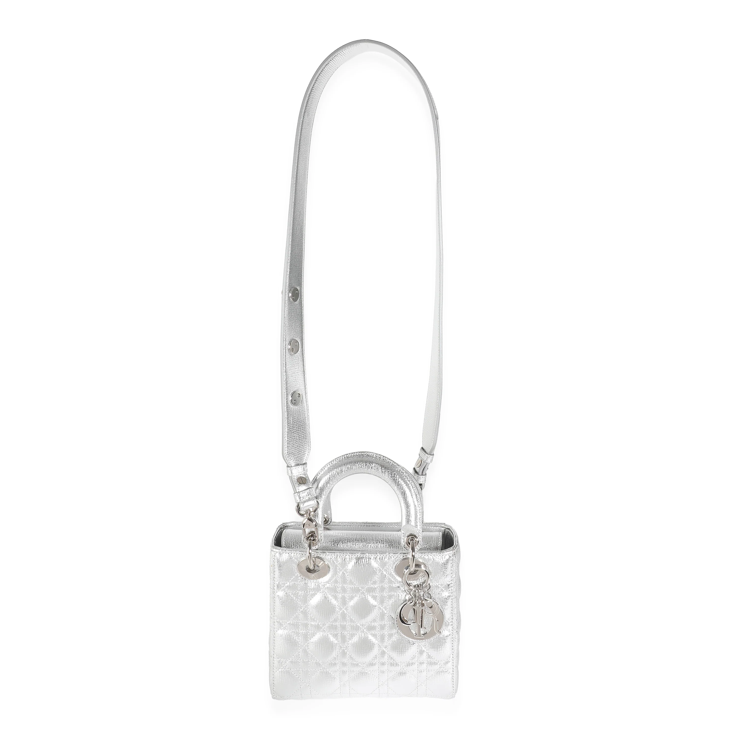 Silver Metallic Grained Calfskin Cannage My ABCDior Lady Dior - Image 8