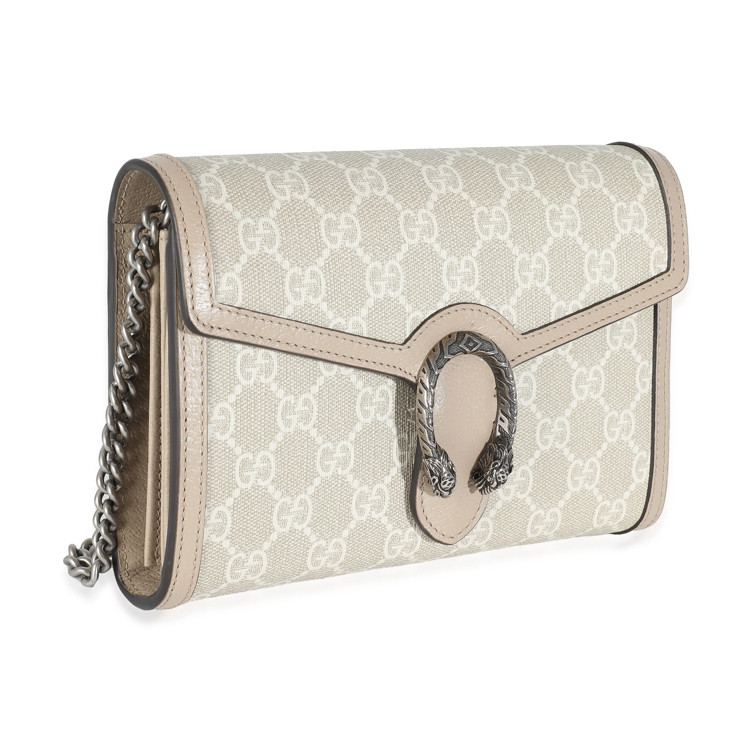 Beige White GG Supreme Canvas Dionysus Mini Chain Wallet - Image 3