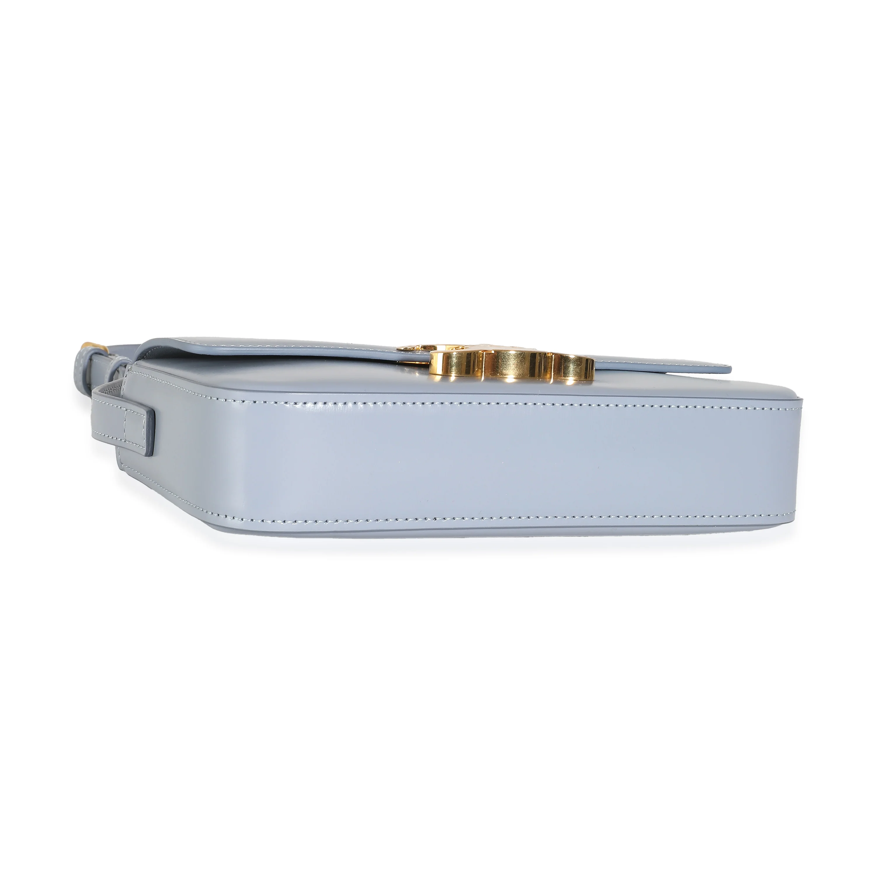 Pale Blue Shiny Calfskin Triomphe Shoulder Bag - Image 6