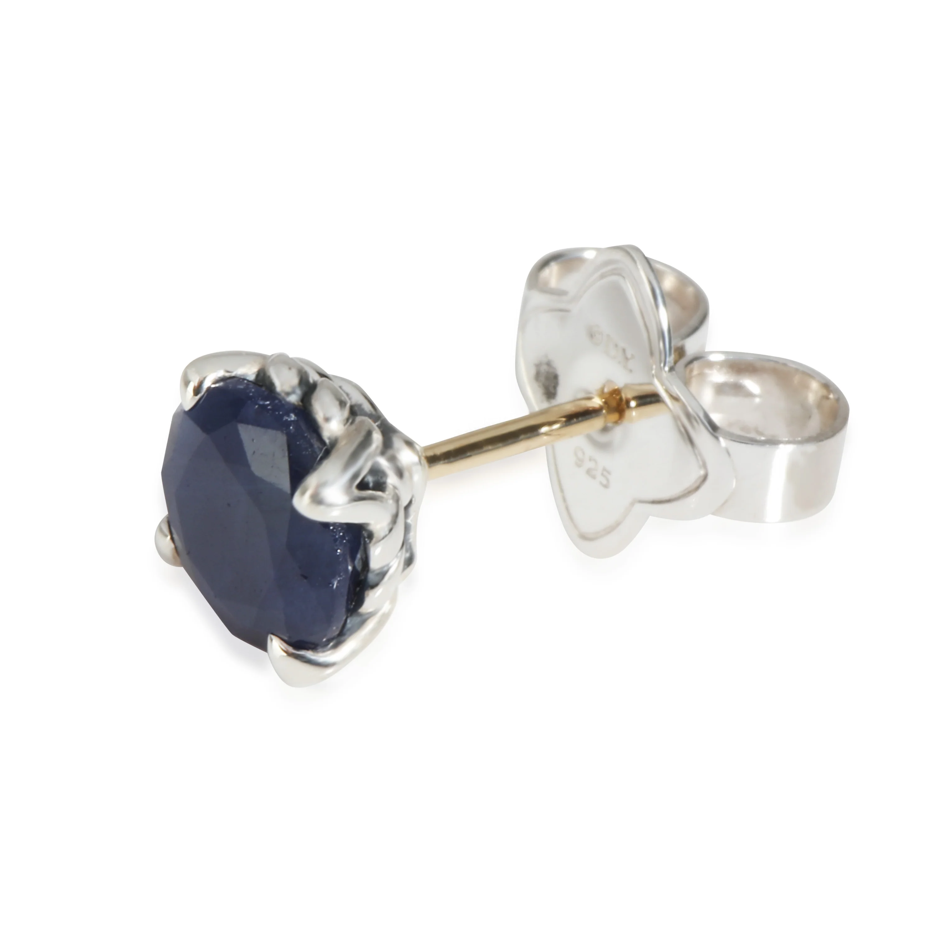 Mens Collection Sapphire Single Stud Earring in Sterling Silver - Image 2