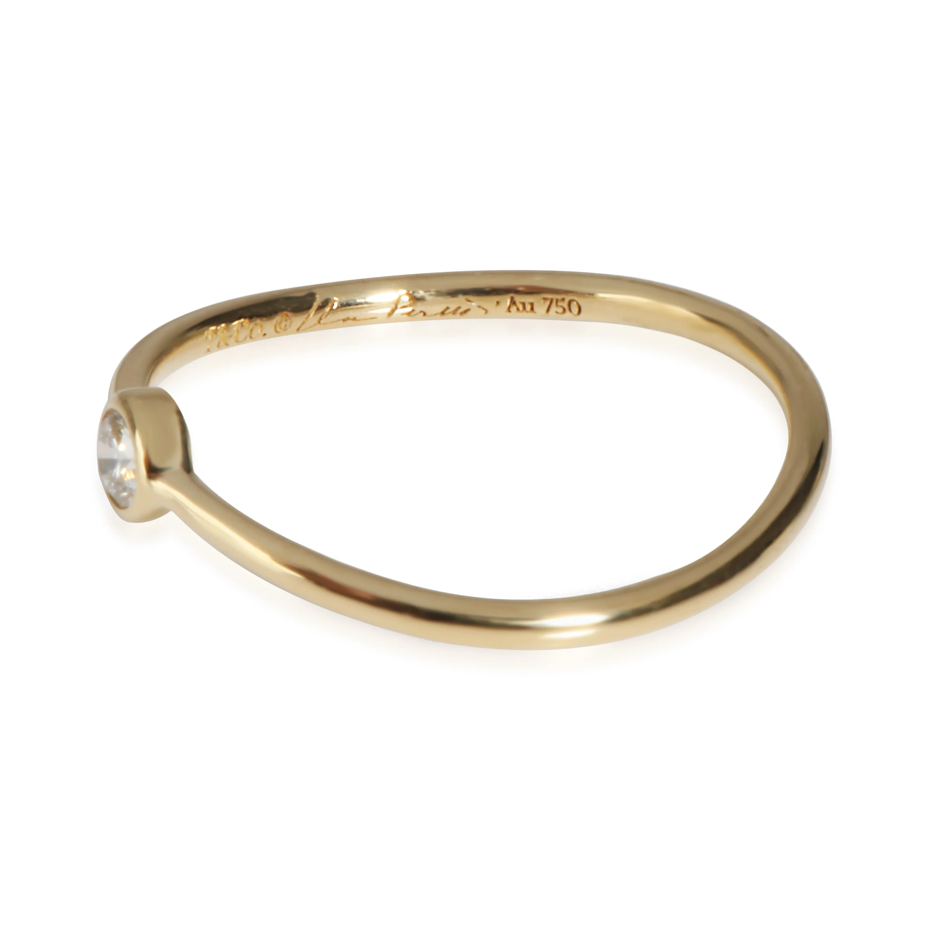 Elsa Peretti Wave Ring in 18k Yellow Gold 0.06 CTW - Image 2