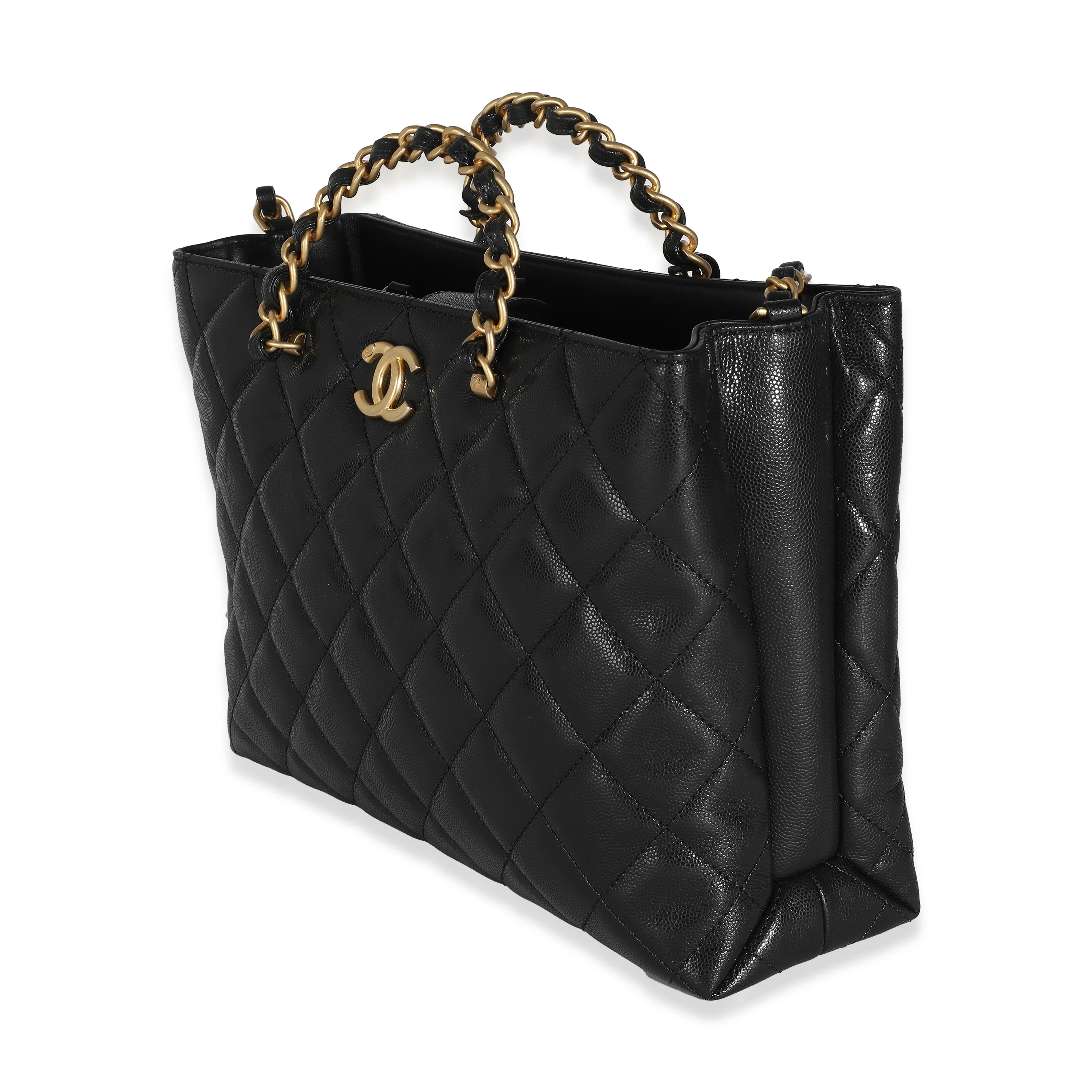 24S Black Quilted  Small Metal Handle Shopping Bag - Image 2