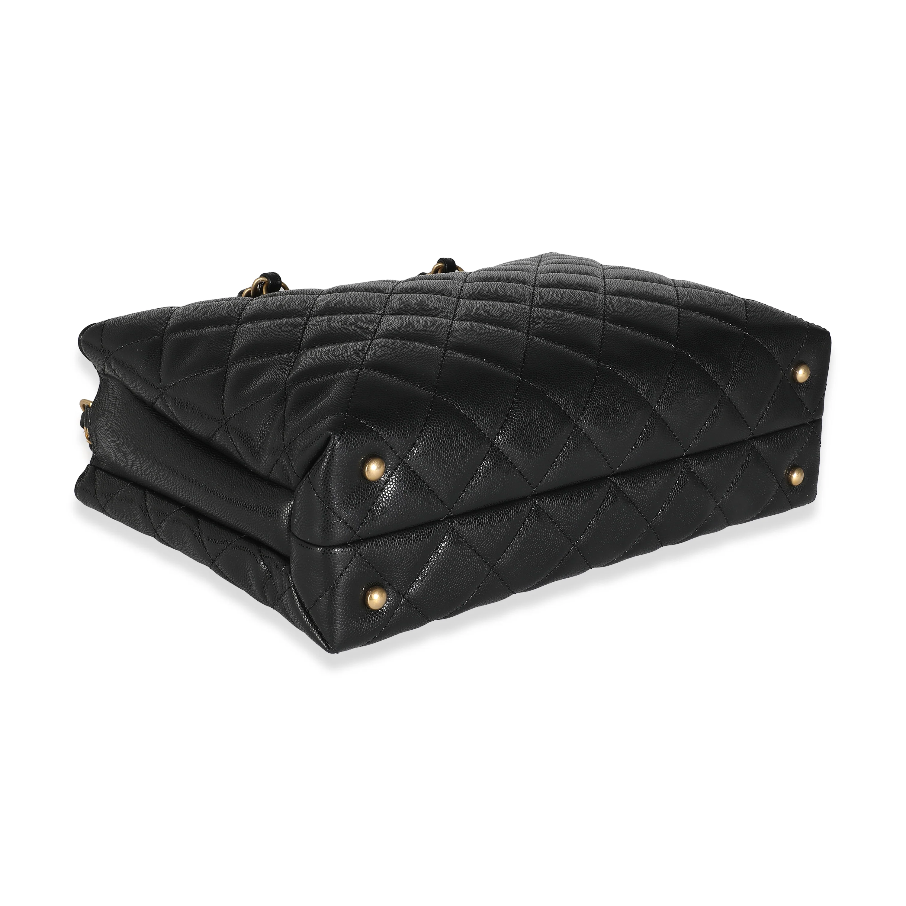 24S Black Quilted  Small Metal Handle Shopping Bag - Image 6