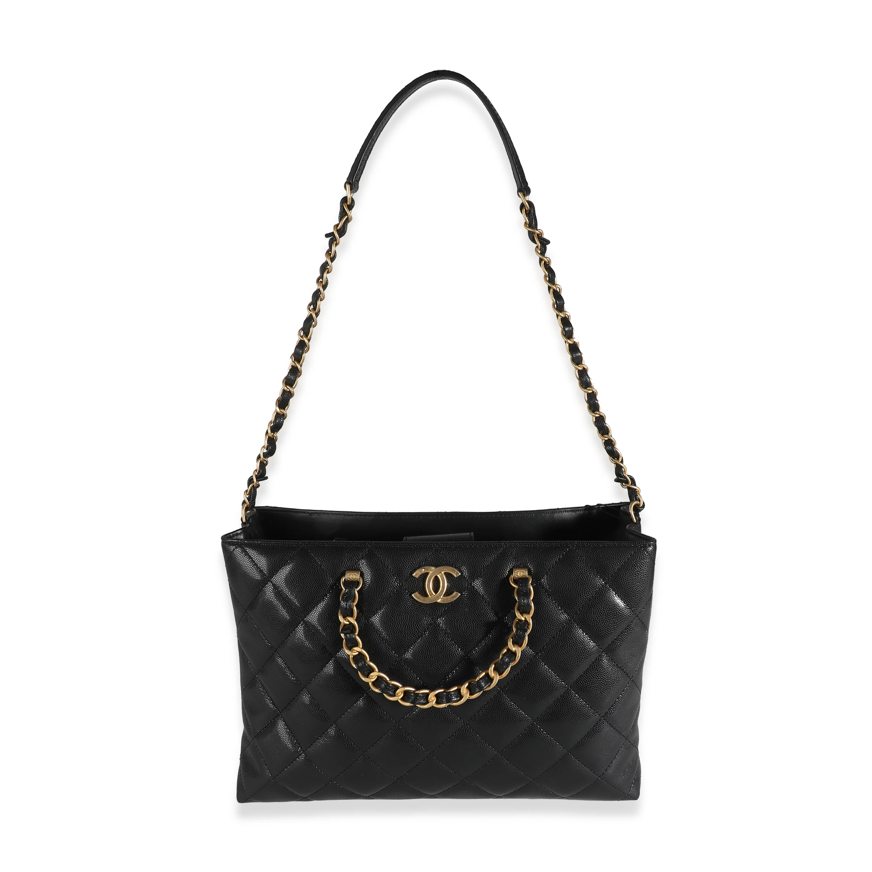 24S Black Quilted  Small Metal Handle Shopping Bag - Image 8