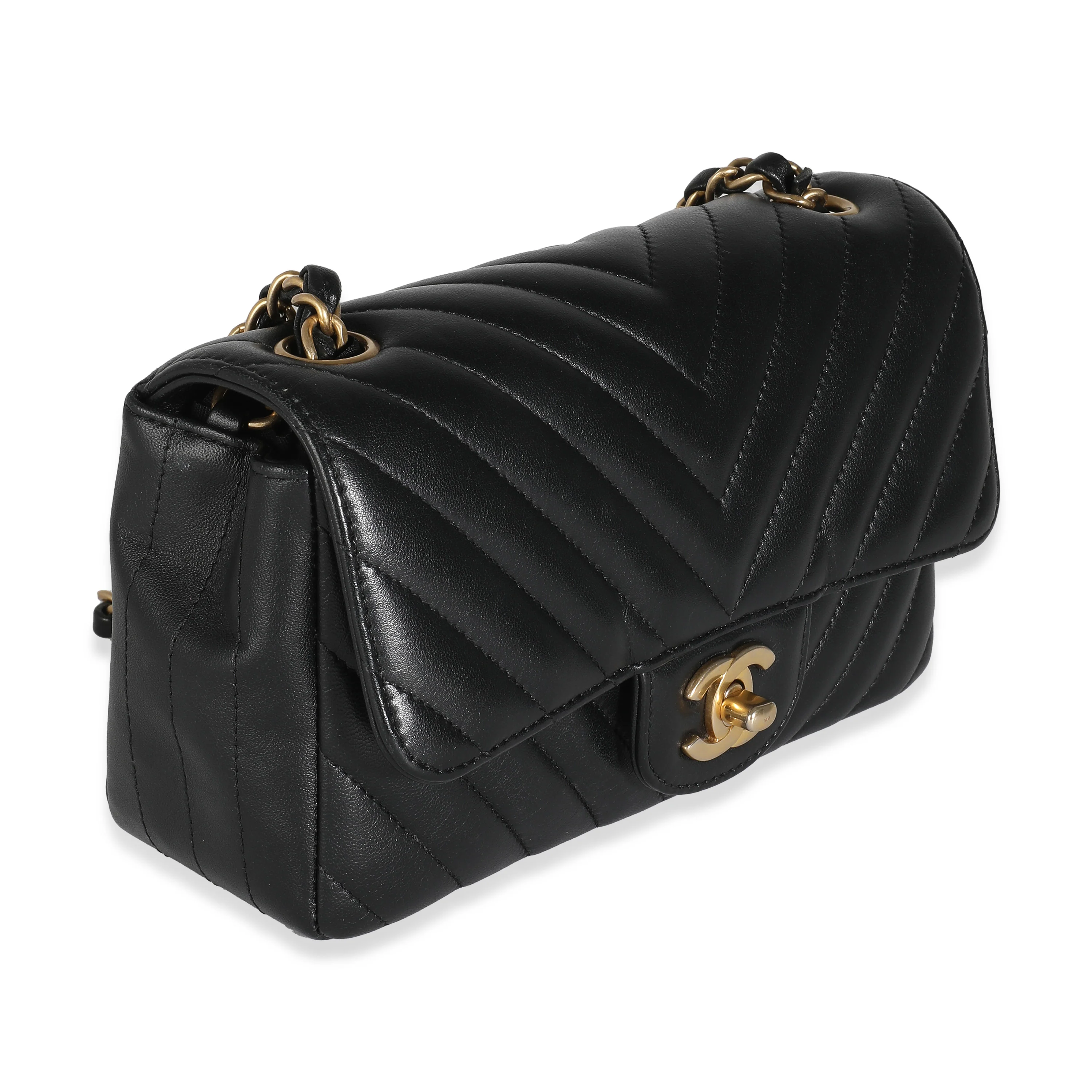Black Chevron Quilted Calfskin Mini Rectangular Flap Bag - Image 3