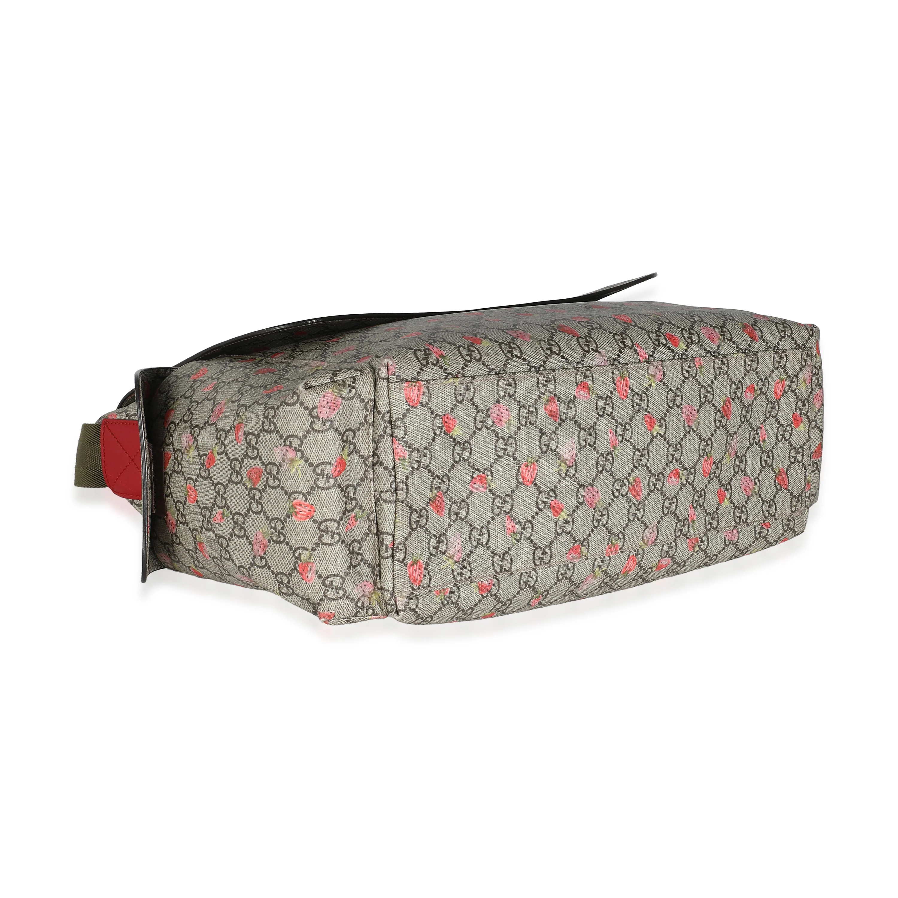 Beige GG Supreme Strawberry Canvas Diaper Bag - Image 5