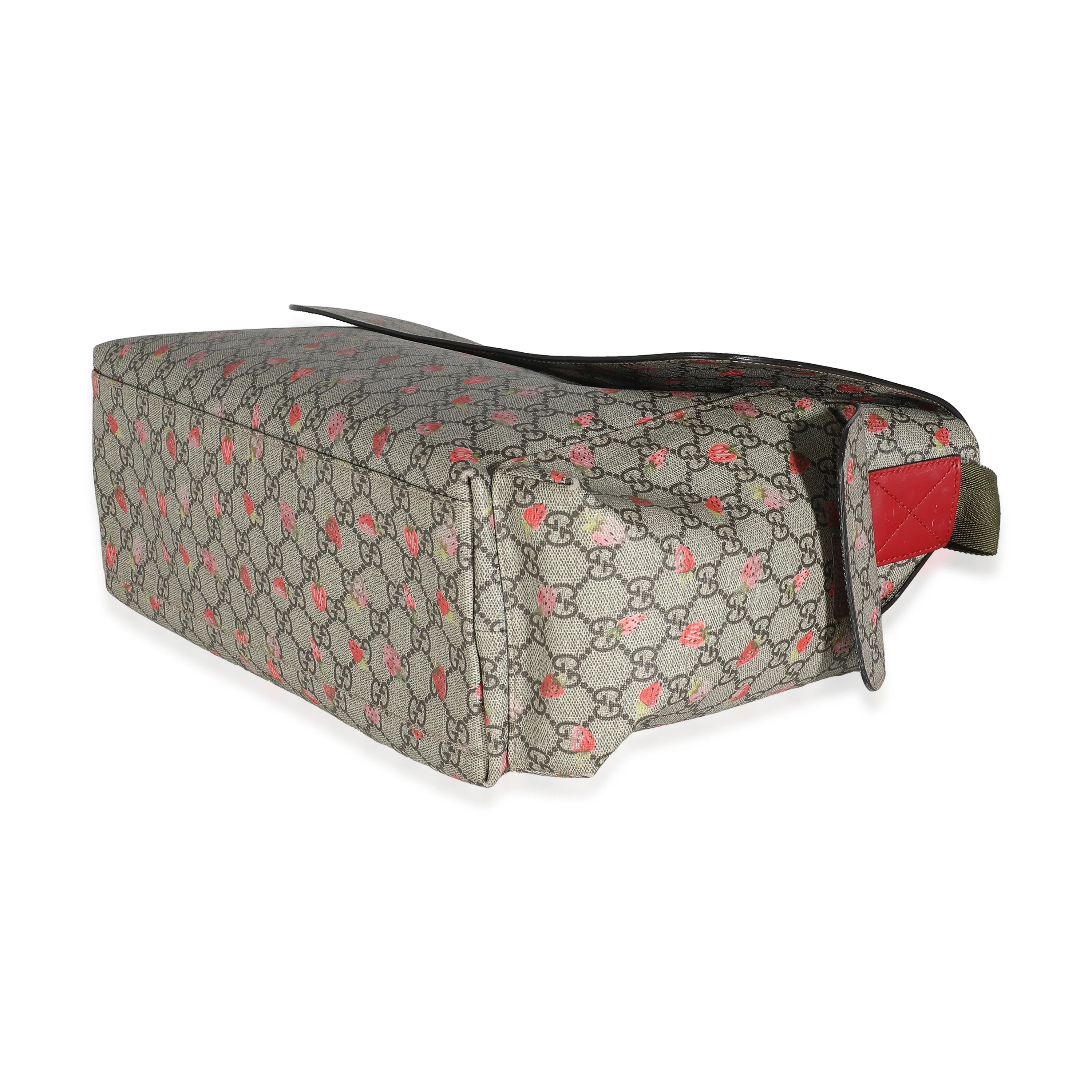 Beige GG Supreme Strawberry Canvas Diaper Bag - Image 6
