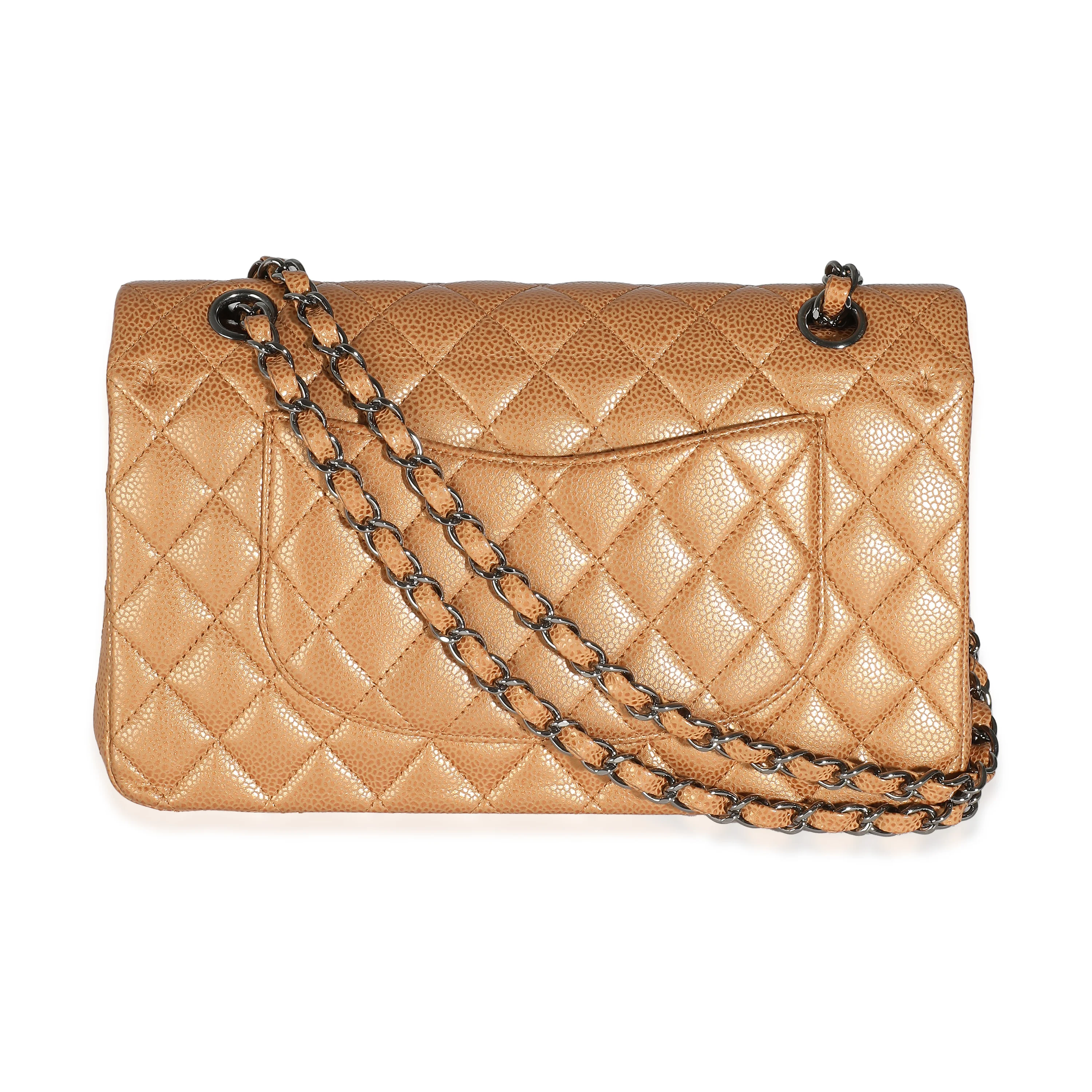 Bronze Gold Quilted Medium Classic Double Flap Bag - Image 3