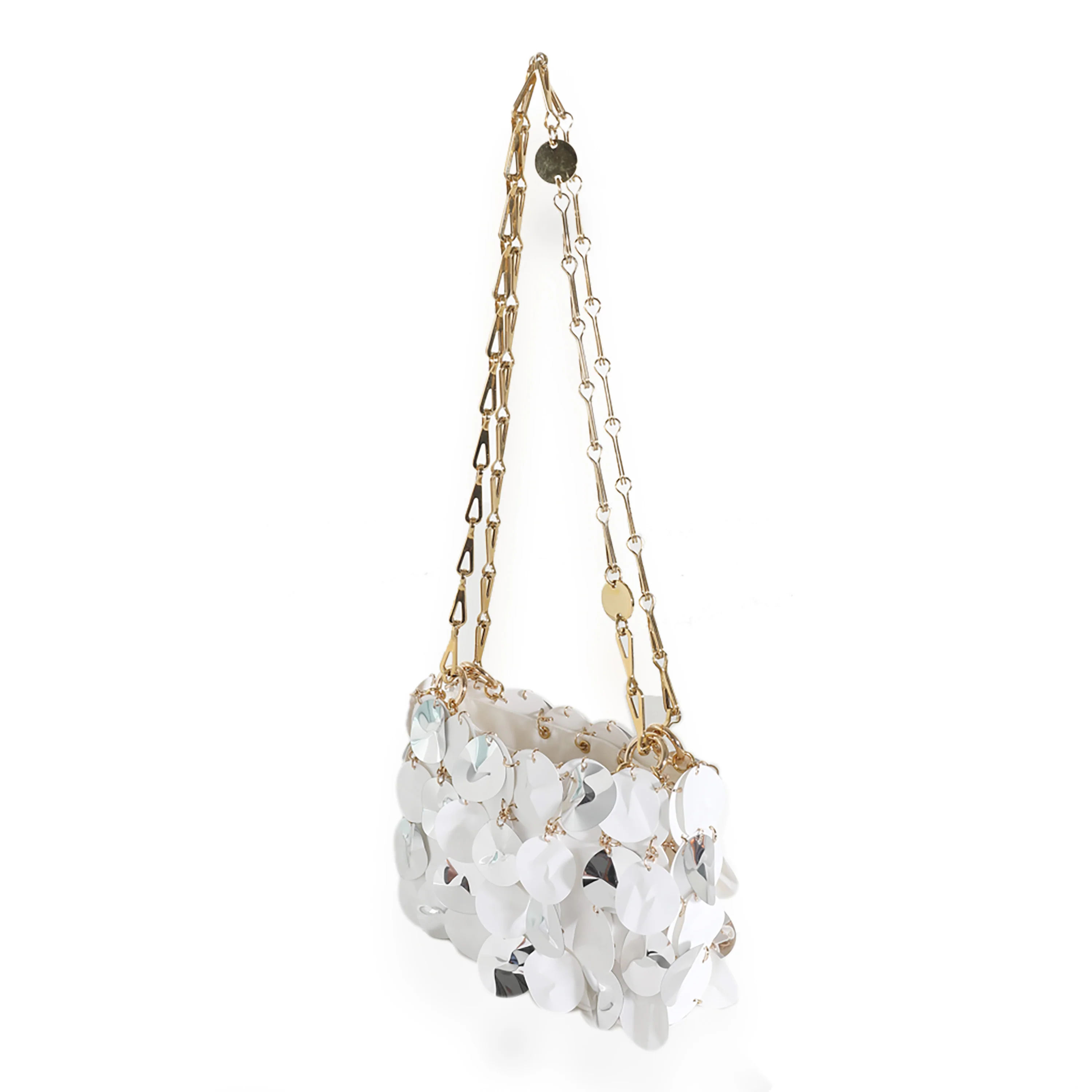 White Silver Cracked Bilics Mix Chain Bag - Image 2