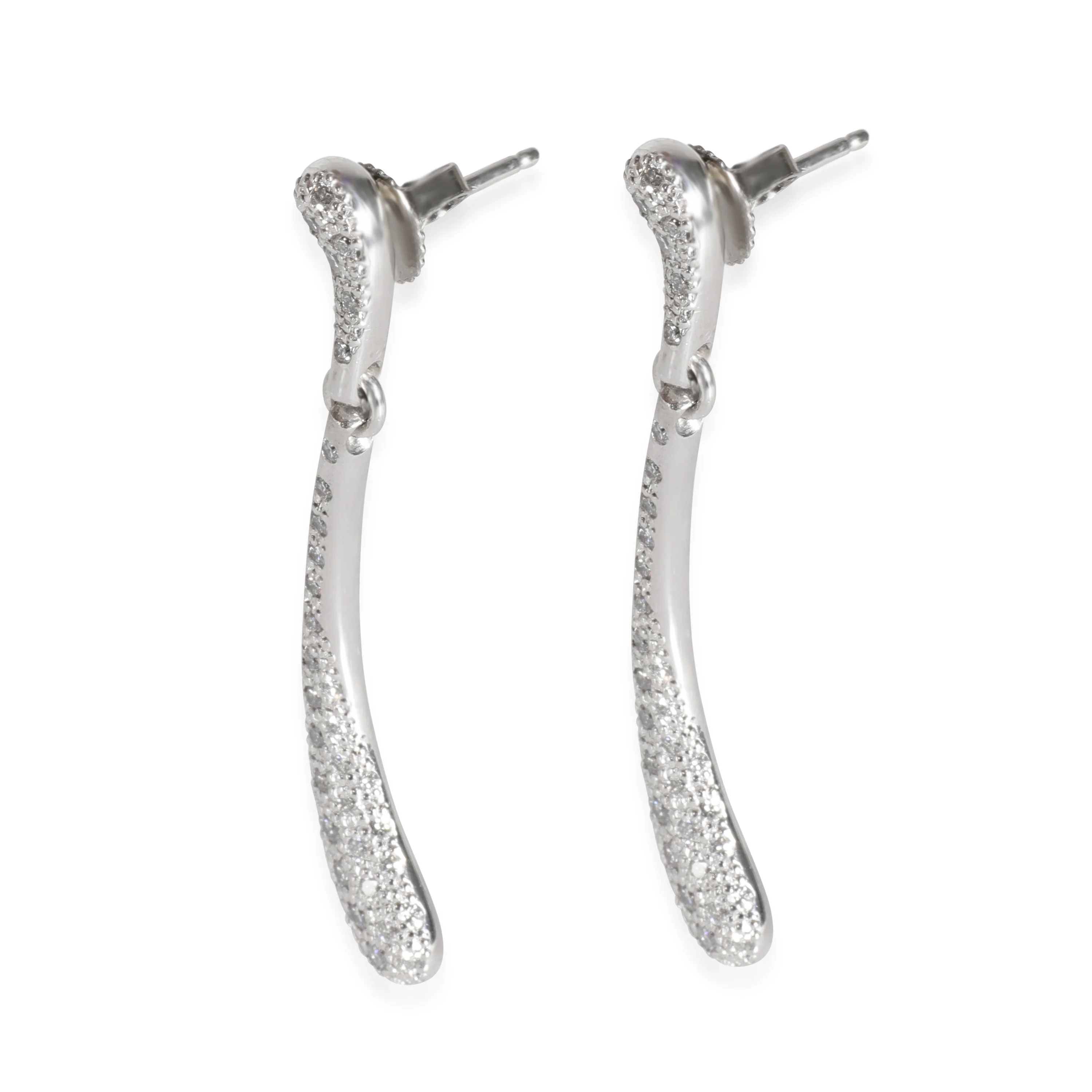 Elsa Peretti Teardrop Diamond Drop Earrings in Platinum 0.75 CTW - Image 2