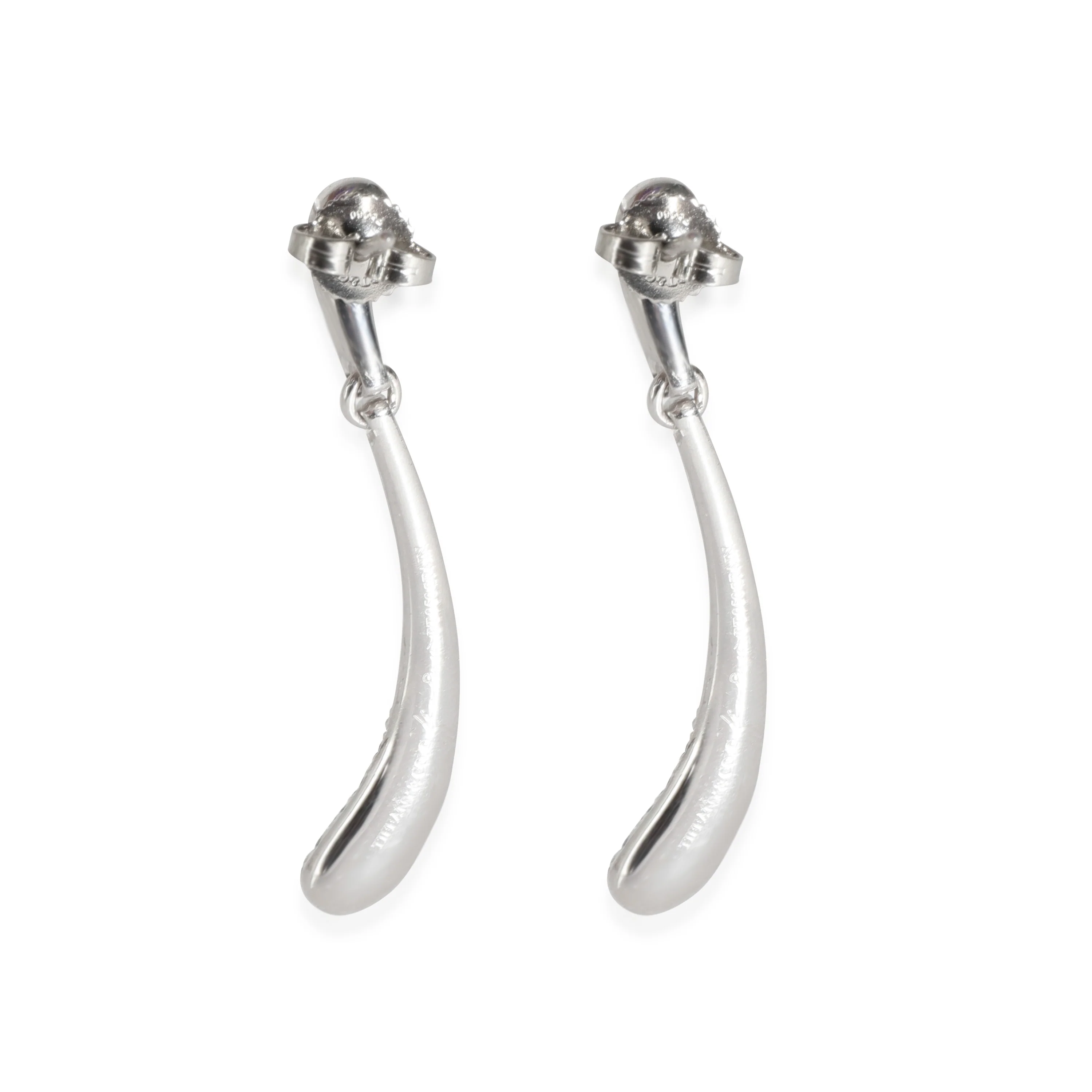 Elsa Peretti Teardrop Diamond Drop Earrings in Platinum 0.75 CTW - Image 3