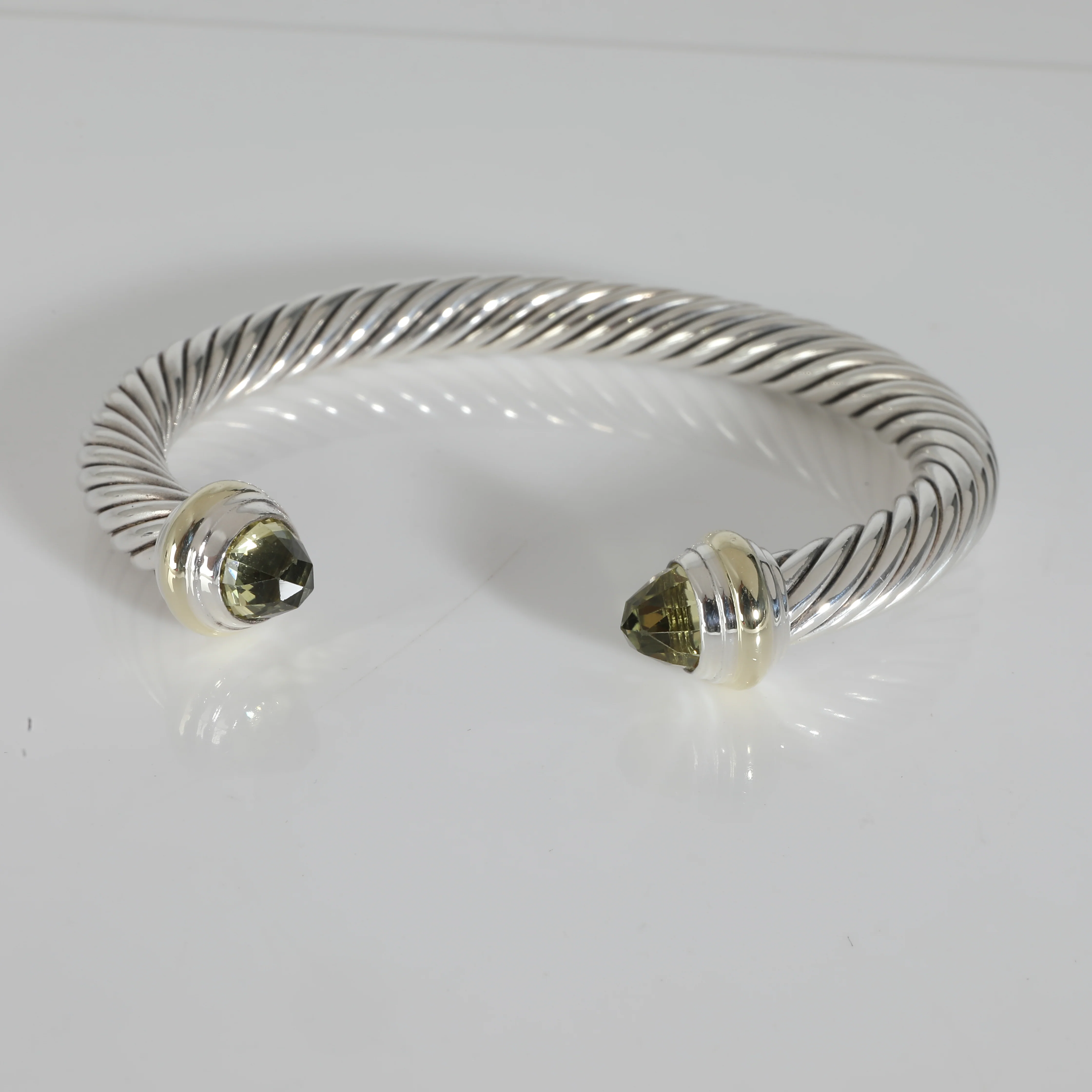 Cable Collection Prasiolite Bracelet in Sterling Silver