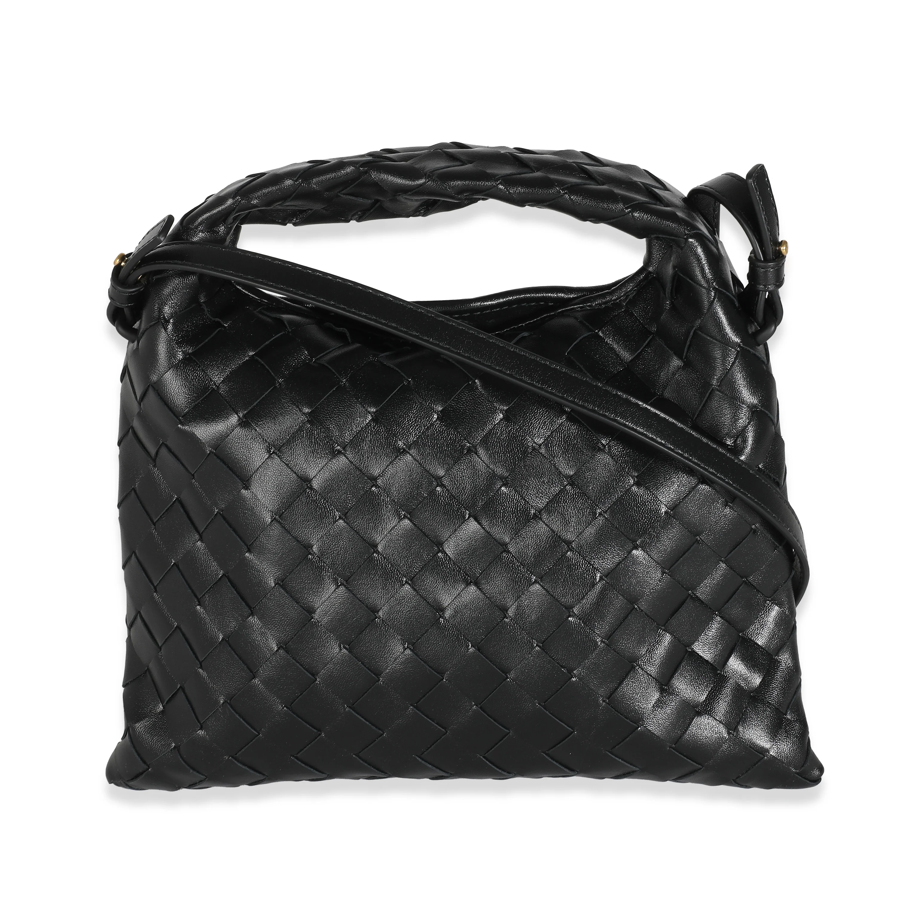 Black Nappa Intrecciato Mini Hop Hobo - Image 3