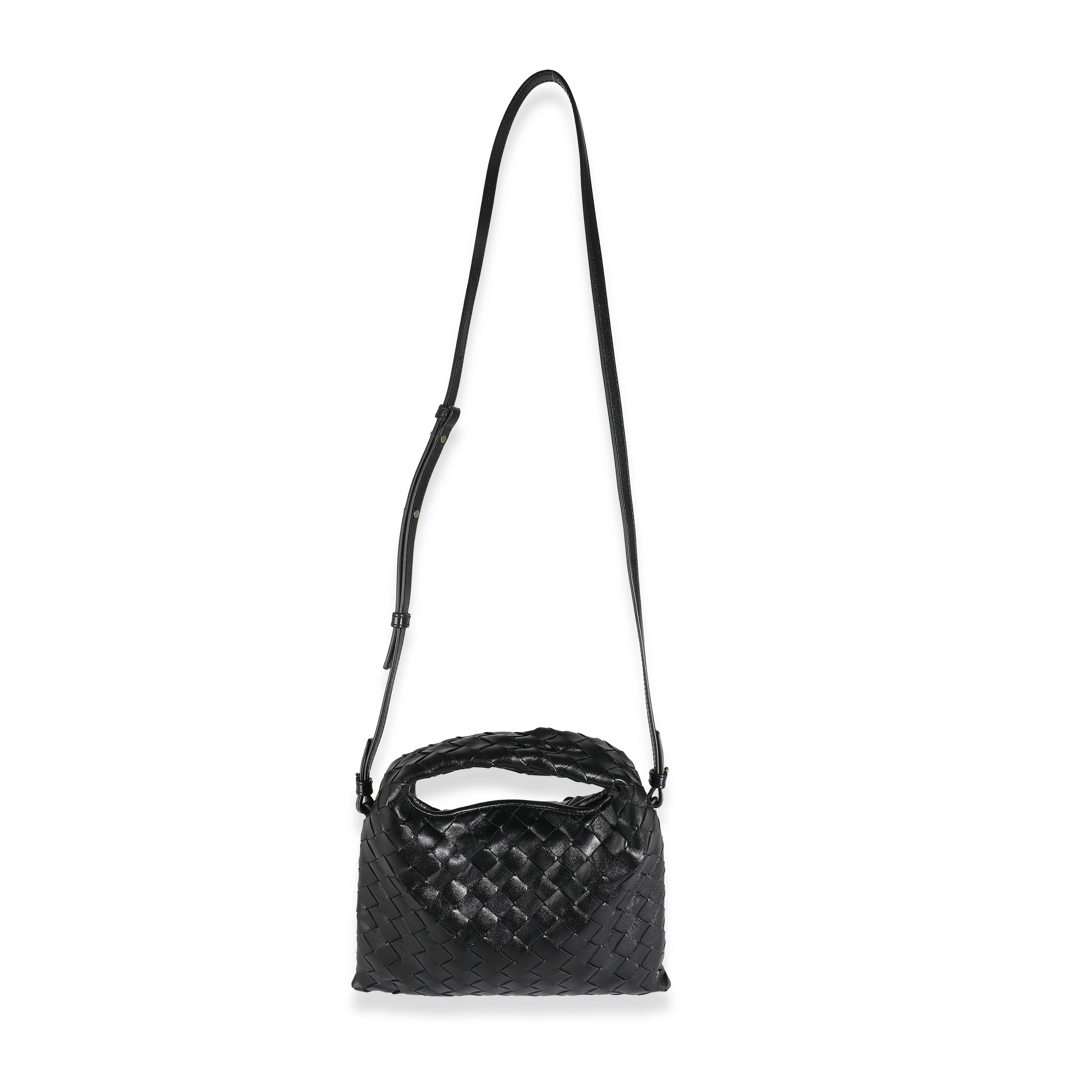 Black Nappa Intrecciato Mini Hop Hobo - Image 7