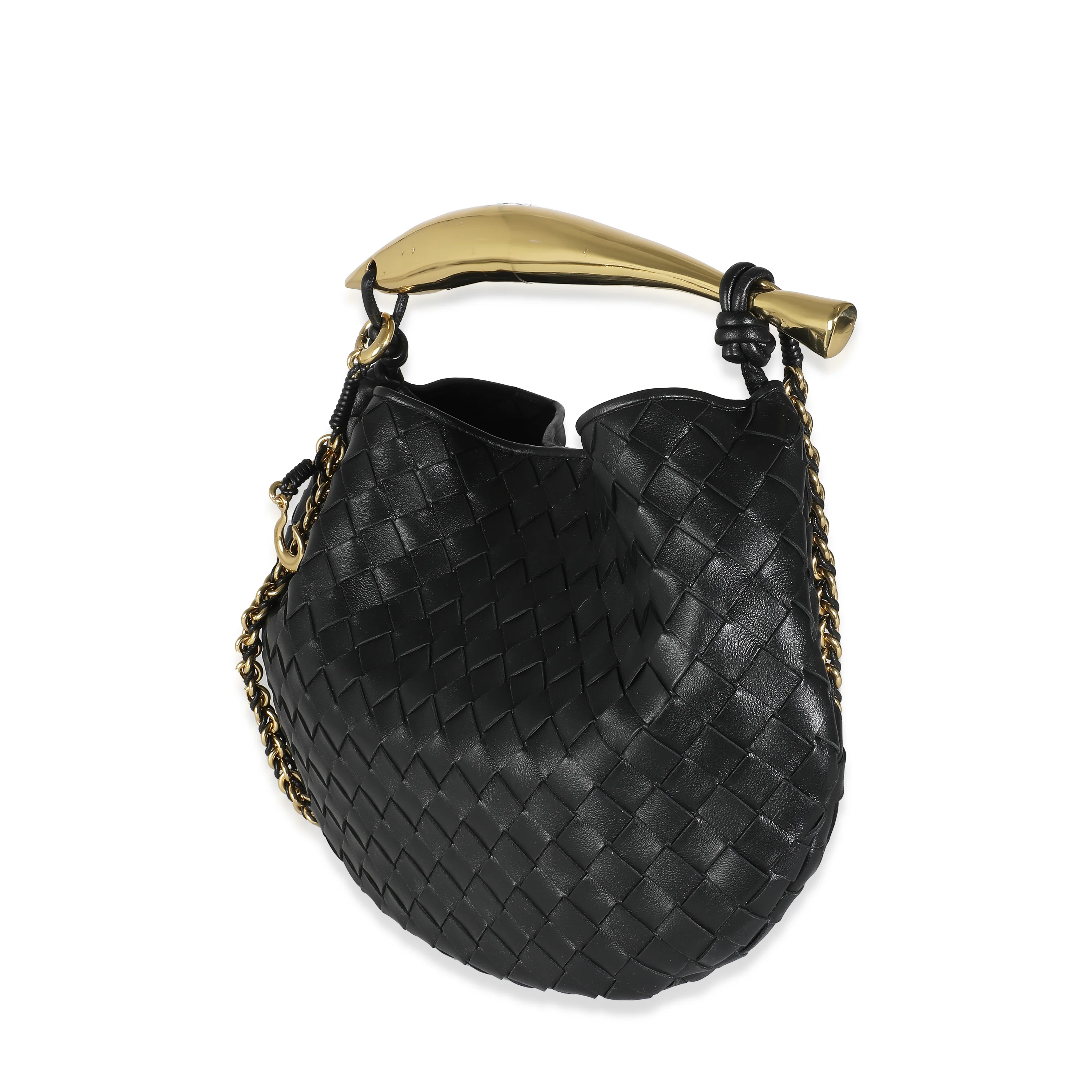 Black Nappa Intrecciato Small Sardine With Chain - Image 2